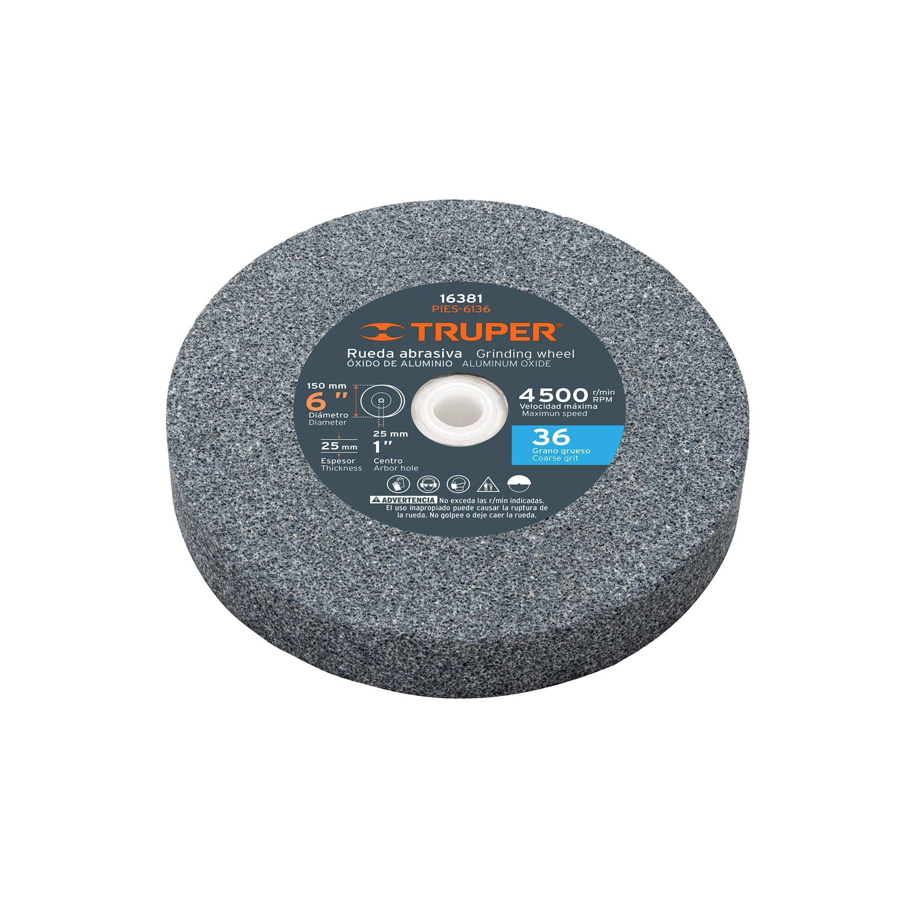 "RUEDA ABRASIVA P/ESMERIL 6""X25MM, ÓXIDO ALUMINIO, GRANO 36"