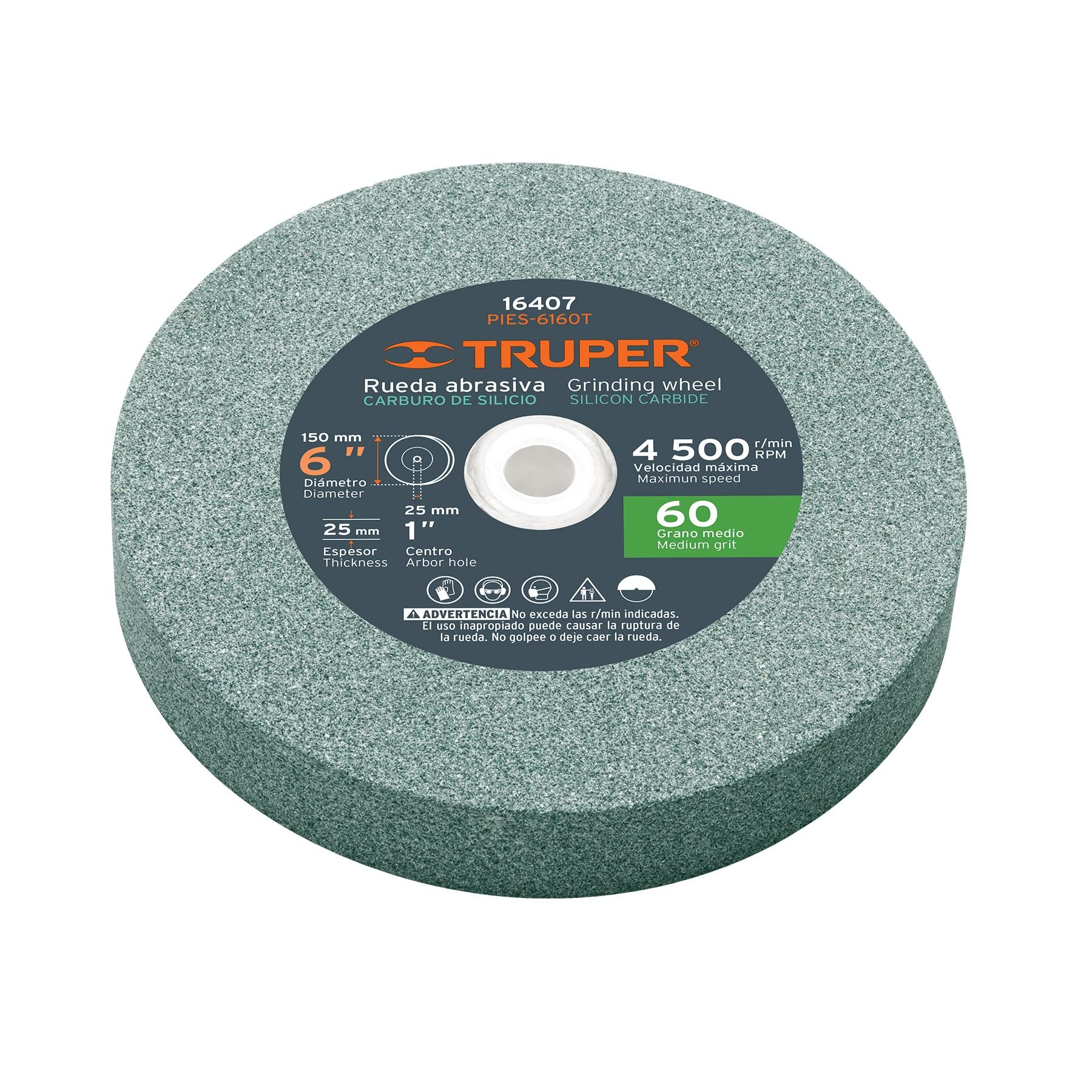 "RUEDA ABRASIVA P/ESMERIL 6""X25MM, CARBURO SILICIO, GRANO 60"
