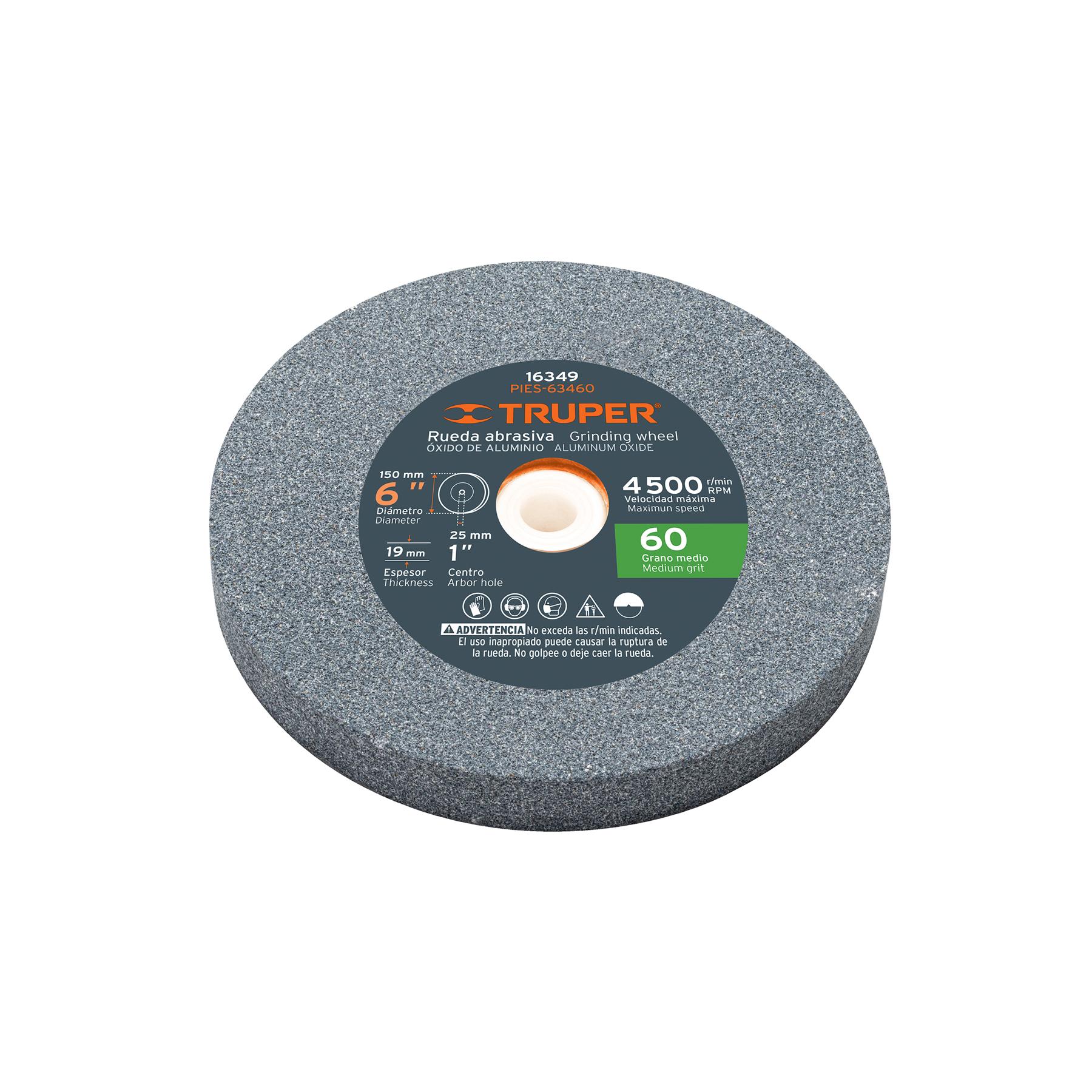 "RUEDA ABRASIVA P/ESMERIL 6""X19MM, ÓXIDO ALUMINIO, GRANO 60"