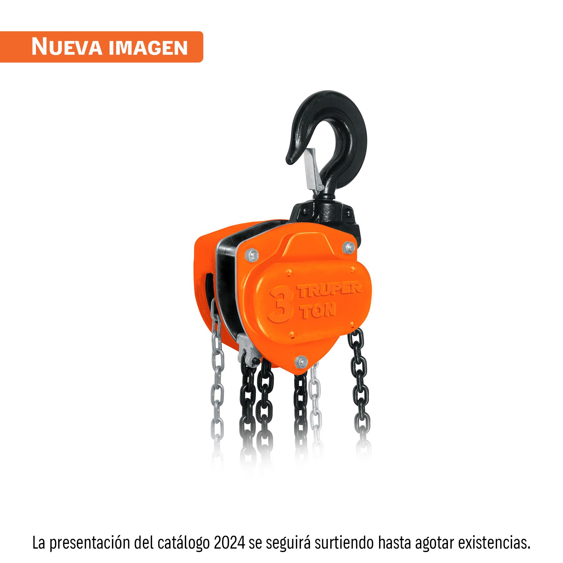 POLIPASTO INDUSTRIAL DE CADENA, 3 TONELADAS, TRUPER