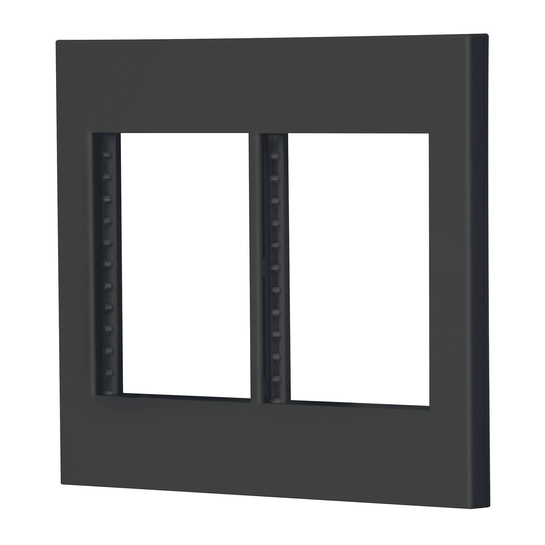 PLACA 2 VENTANAS, 6 MÓDULOS, LÍNEA ESPAÑOLA, COLOR NEGRO