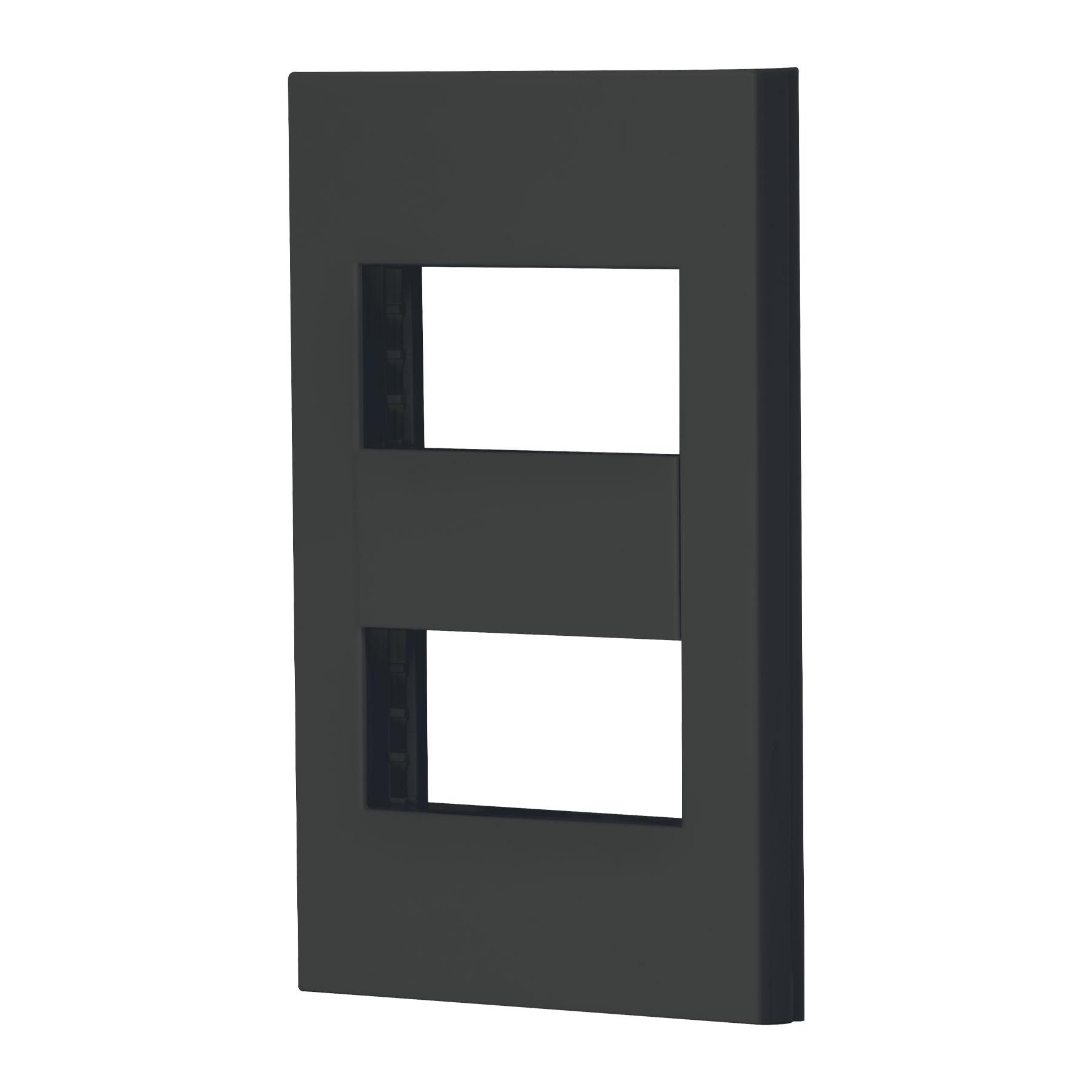 PLACA 2 VENTANAS, 1 MÓDULO, LÍNEA ESPAÑOLA, COLOR NEGRO