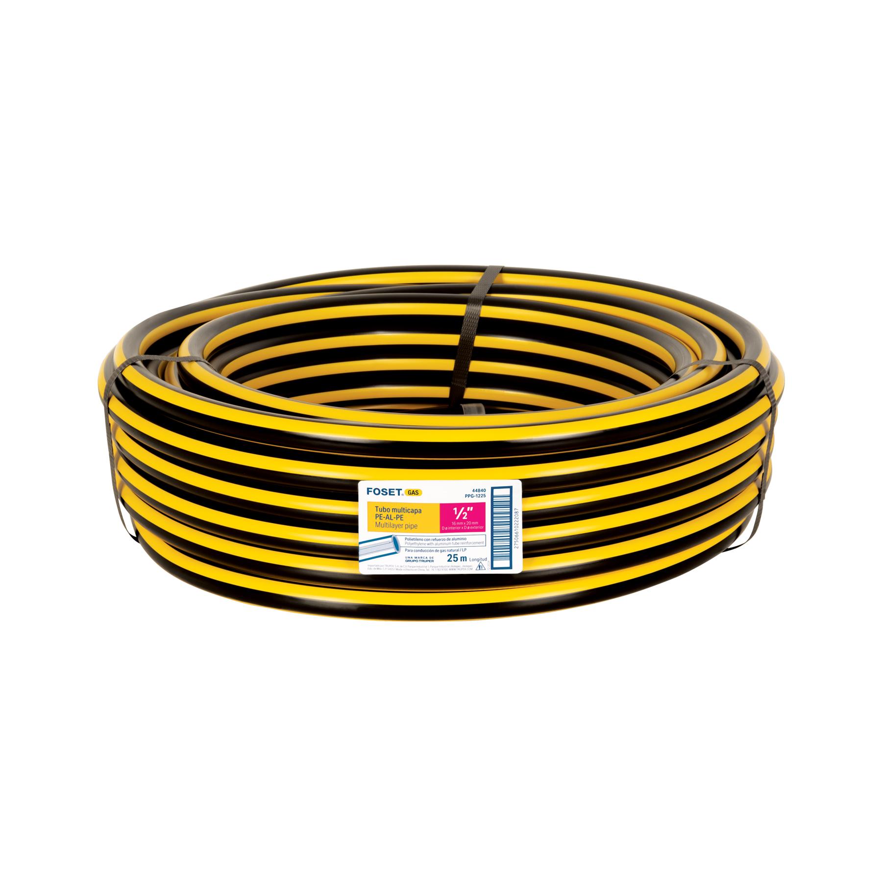"MANGUERA PLÁSTICA CON REFUERZO DE ALUMINIO PARA GAS, 1/2"" PE-AL-PE EN ROLLO DE 25M"