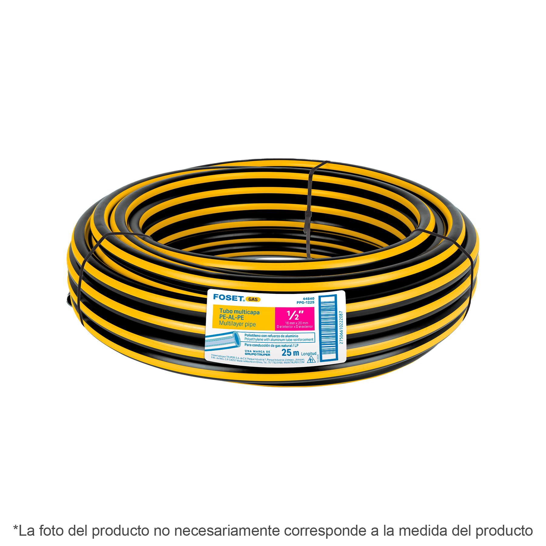 "MANGUERA PLÁSTICA CON REFUERZO DE ALUMINIO PARA GAS, 3/8"" PE-AL-PE EN ROLLO DE 25M"