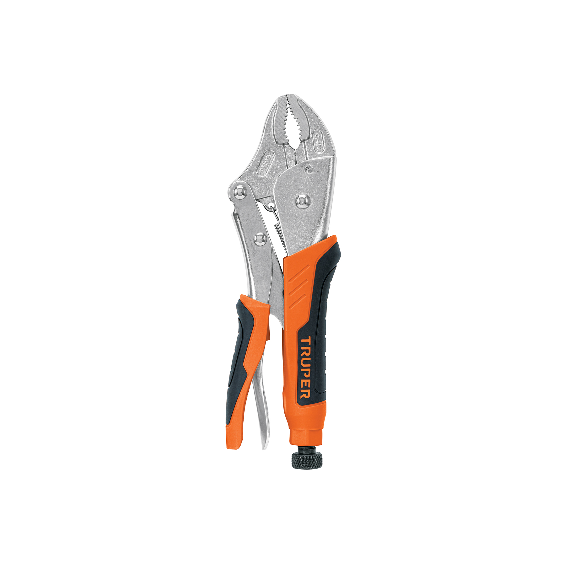 PINZA DE PRESIÓN 10' MORDAZA CURVA MANGO DE VINIL, TRUPER