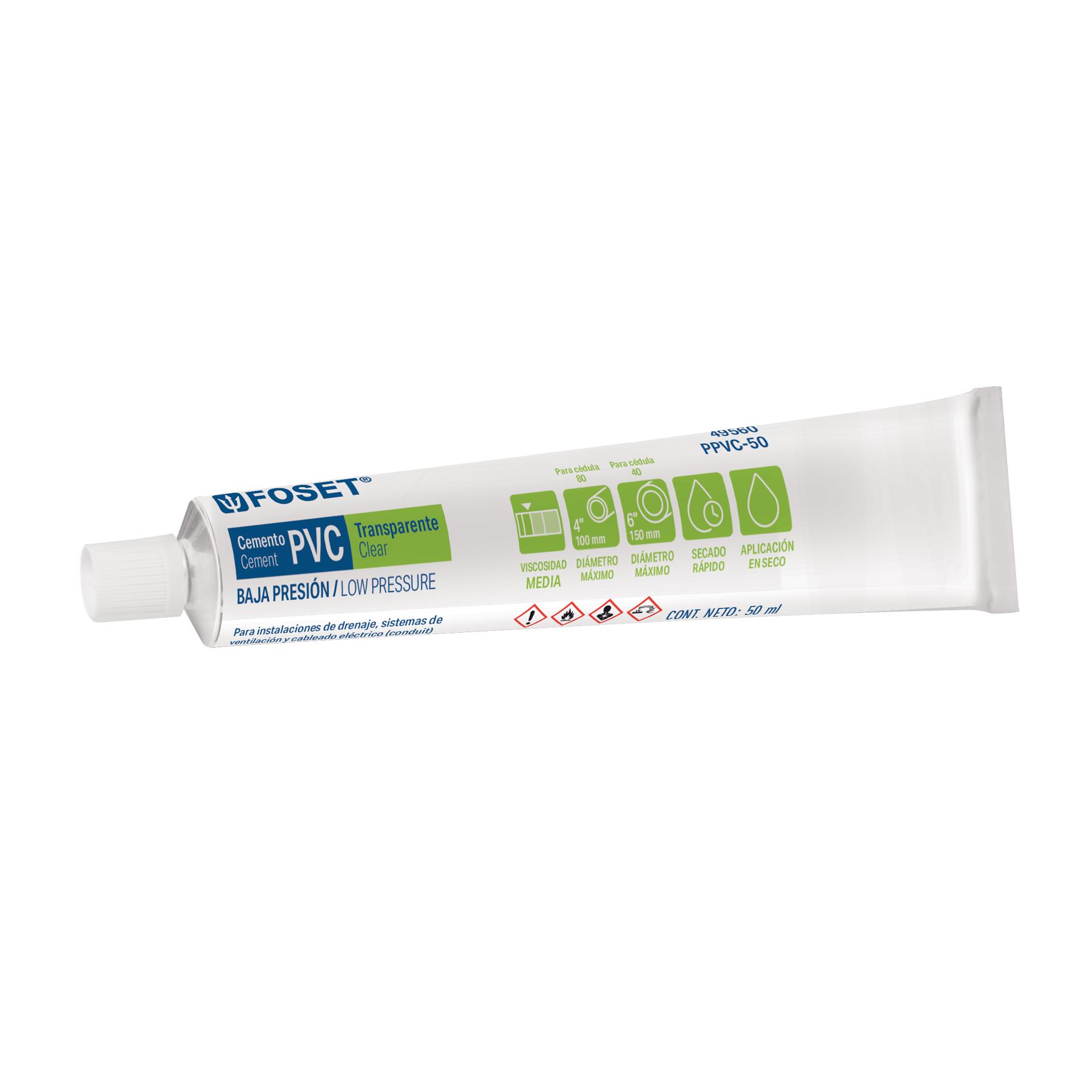 CEMENTO PARA PVC EN TUBO DE 50 ML, BAJA PRESIÓN, FOSET