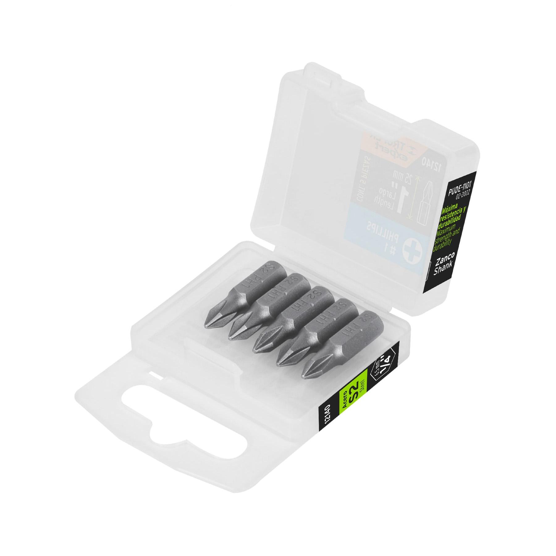 "ESTUCHE CON 5 PUNTAS DE CRUZ PH1 LARGO 1"", TRUPER EXPERT"