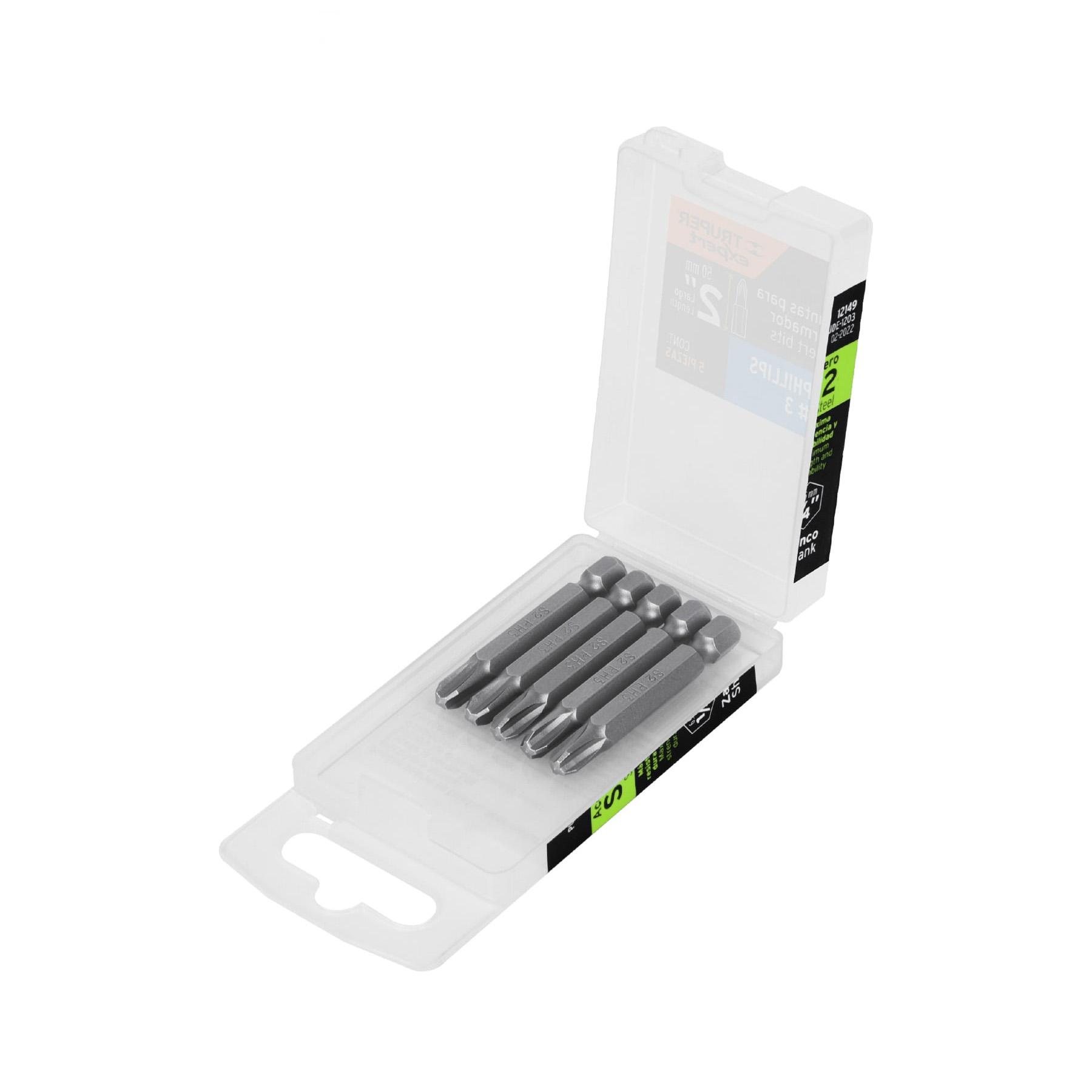"ESTUCHE CON 5 PUNTAS DE CRUZ PH3 LARGO 2"", TRUPER EXPERT"