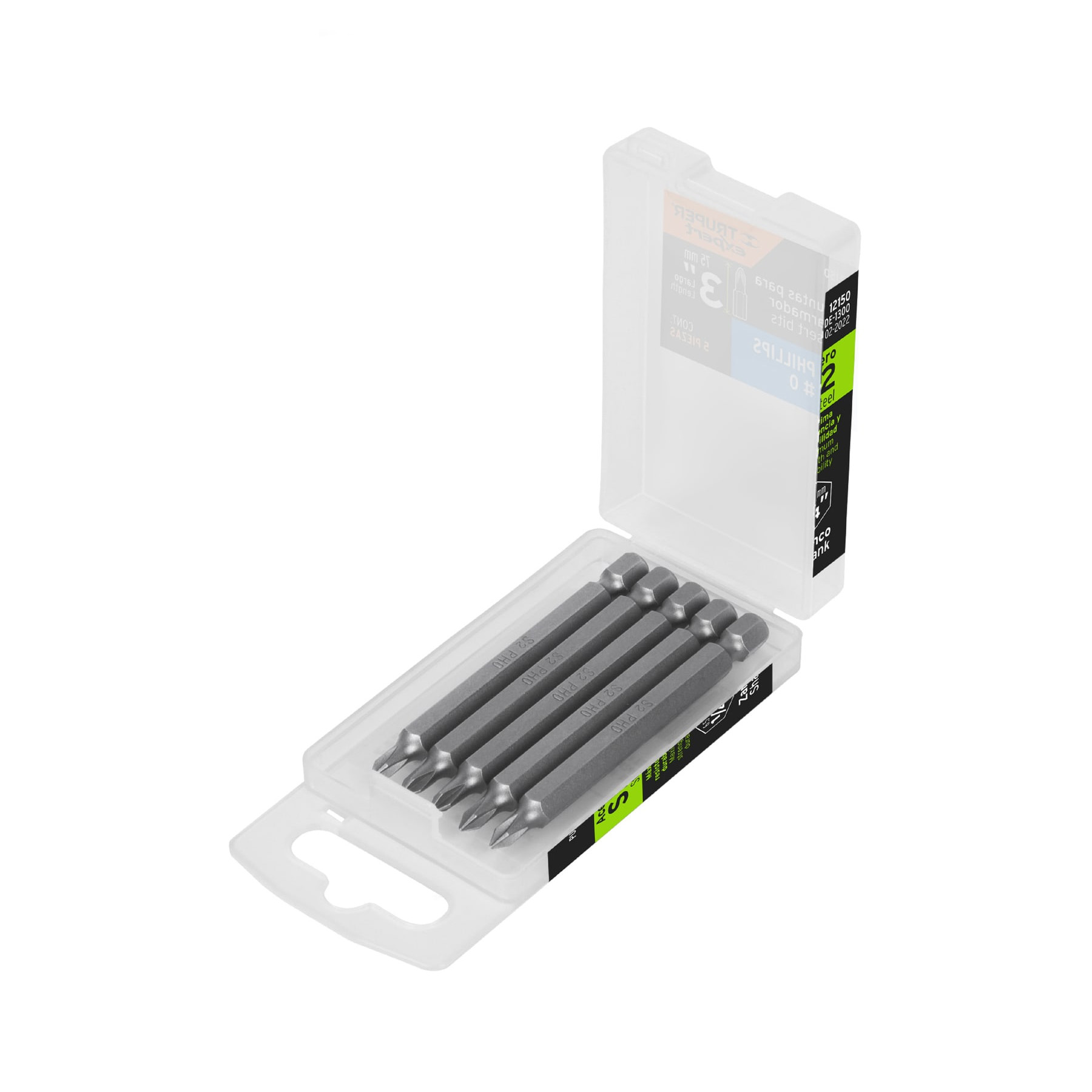 ESTUCHE CON 5 PUNTAS DE CRUZ PH0 LARGO 3', TRUPER EXPERT