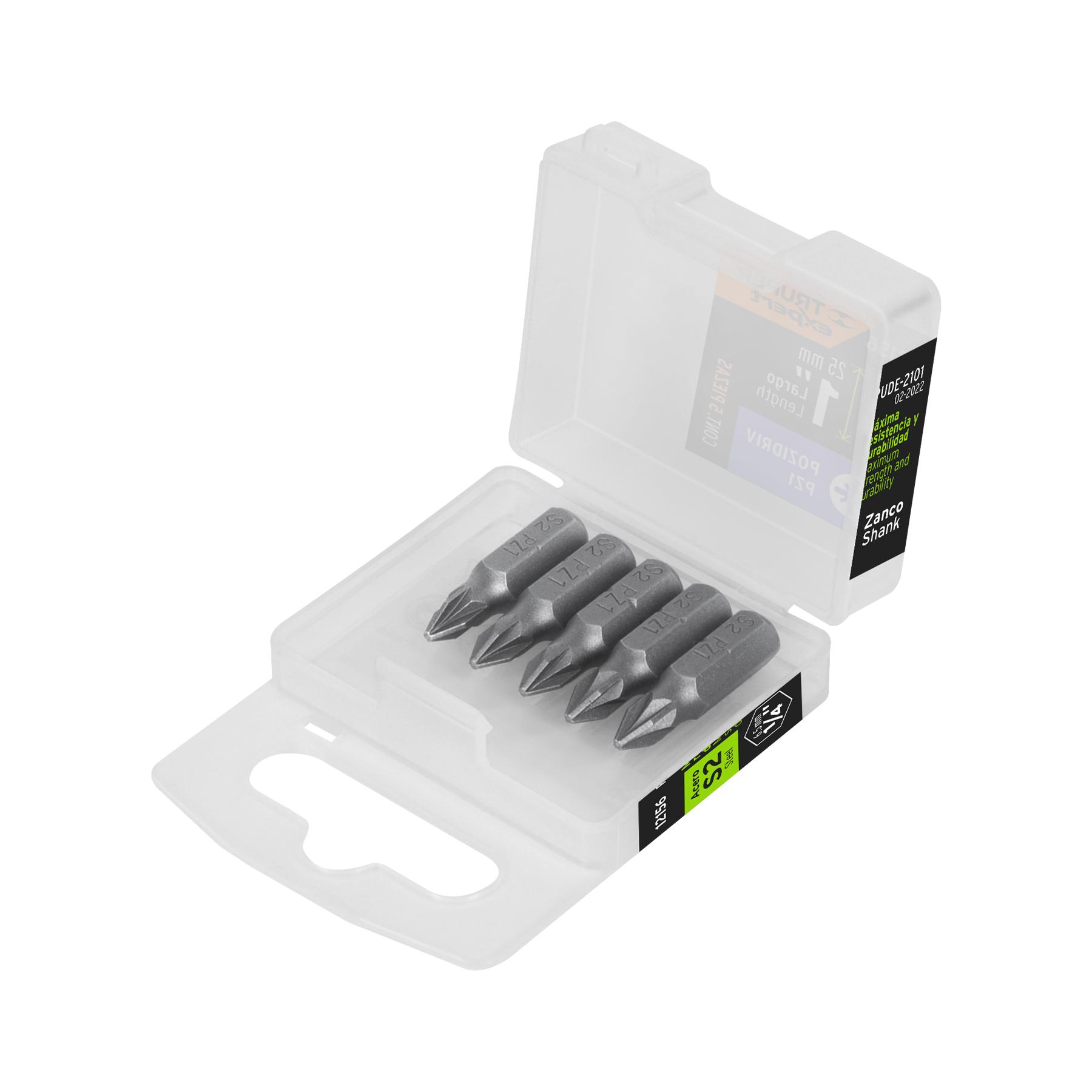 "ESTUCHE CON 5 PUNTAS POZIDRIV PZ1 LARGO 1"", TRUPER EXPERT"