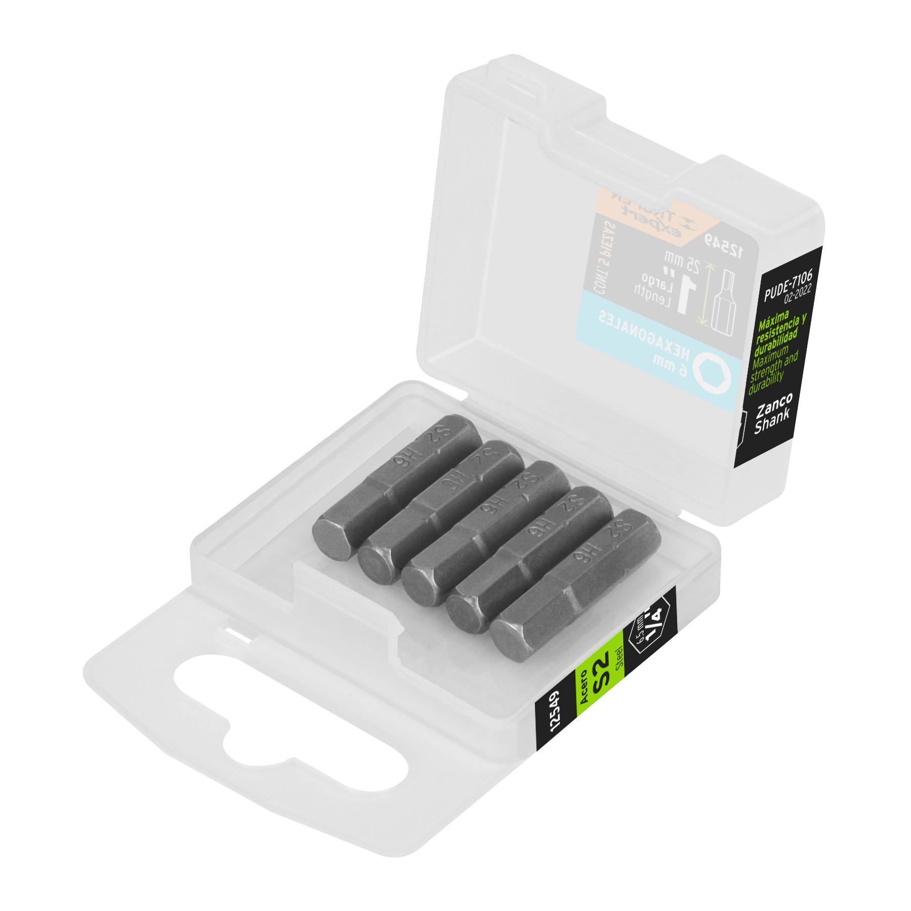 "ESTUCHE CON 5 PUNTAS HEXAGONALES DE 6 MM LARGO 1"", EXPERT"