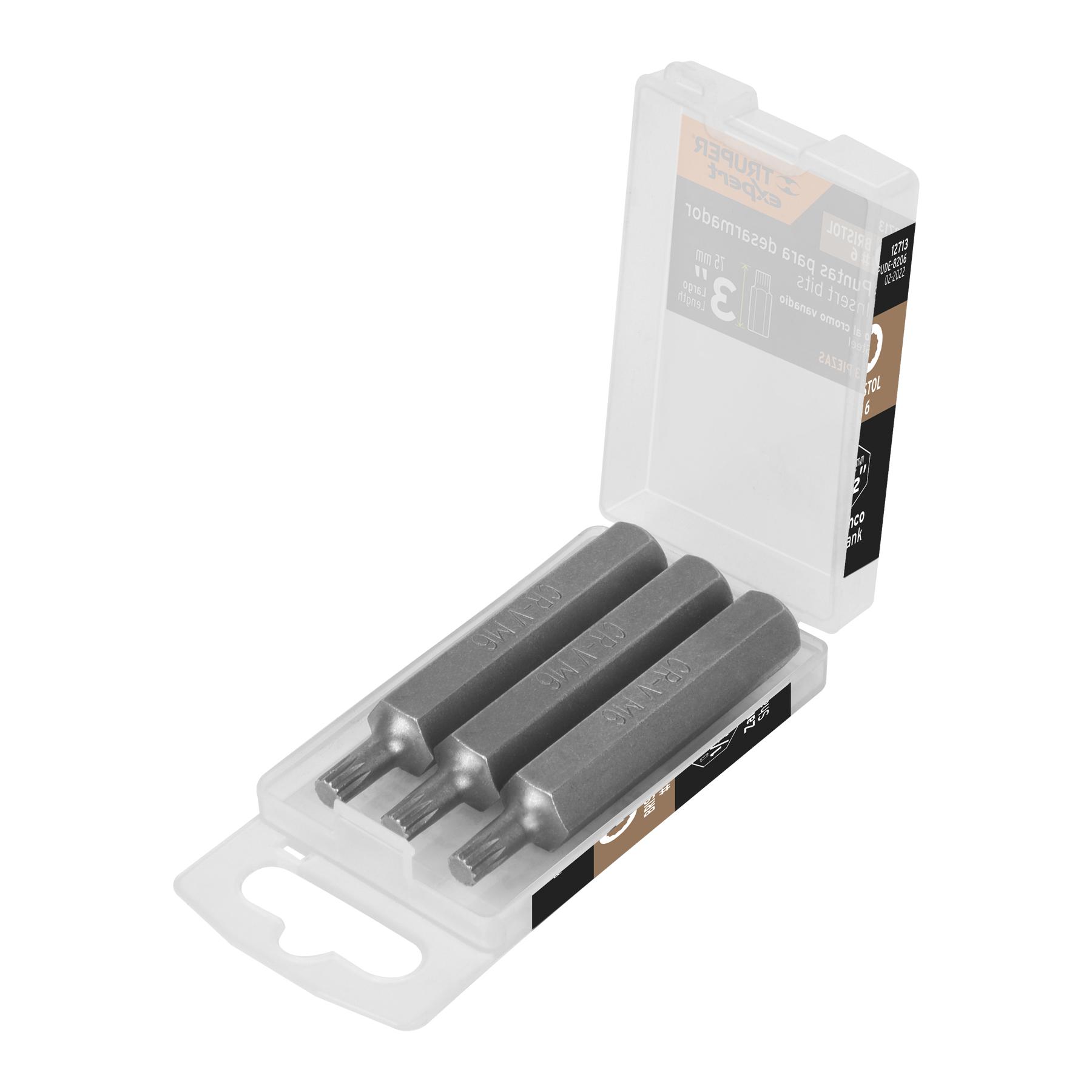"ESTUCHE CON 3 PUNTAS BRISTOL M6 LARGO 3"", TRUPER EXPERT"