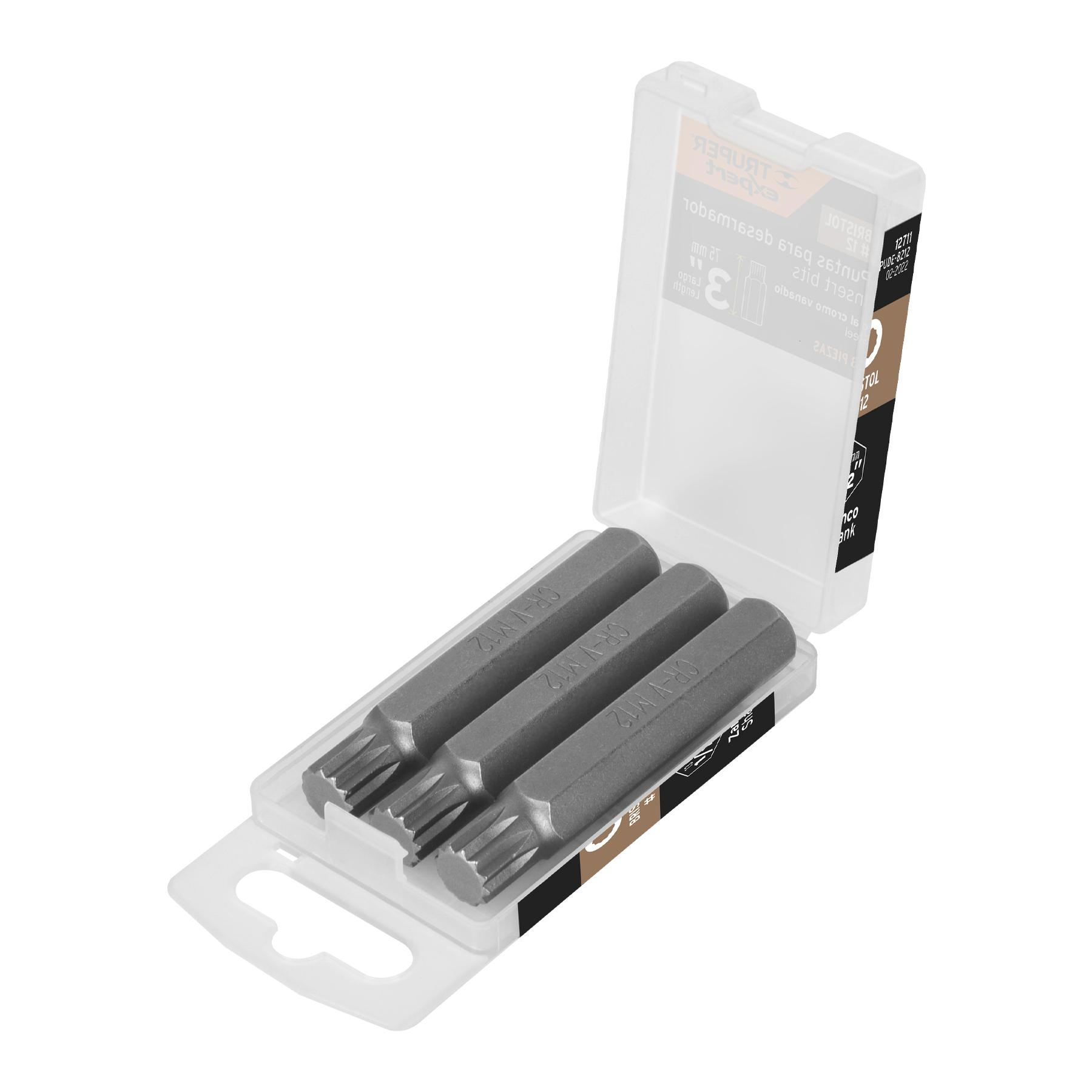 "ESTUCHE CON 3 PUNTAS BRISTOL M12 LARGO 3"", TRUPER EXPERT"