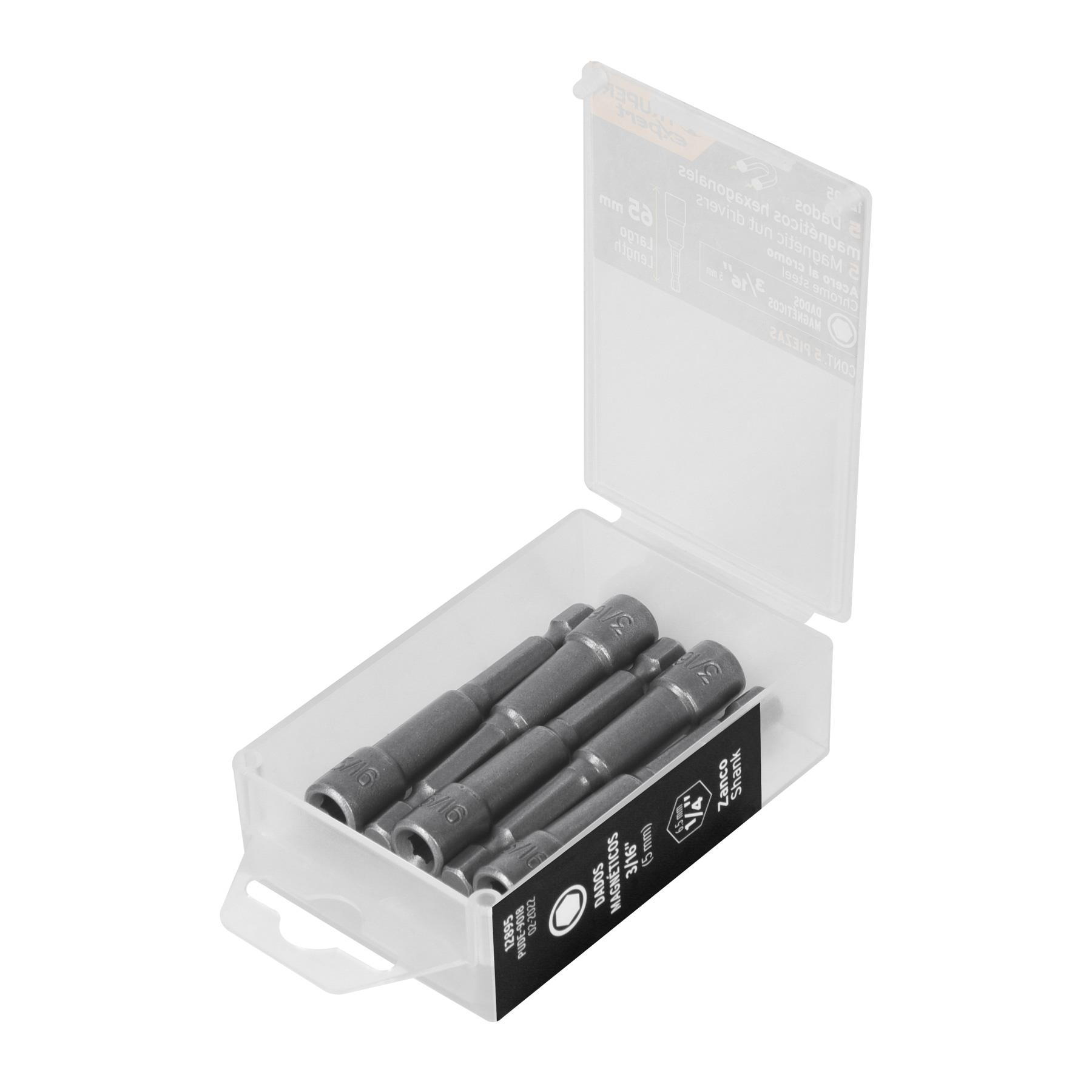 "ESTUCHE CON 5 DADOS MAGNÉTICOS DE 3/16"" LARGO 2-1/2"", EXPERT"