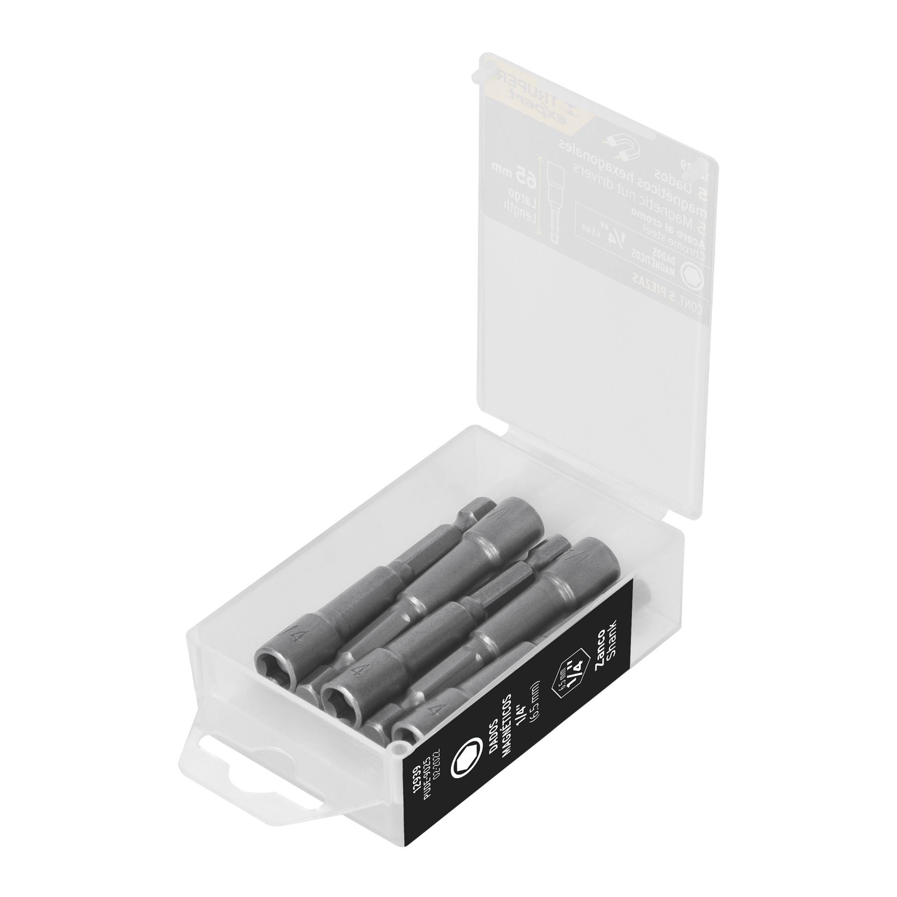 "ESTUCHE CON 5 DADOS MAGNÉTICOS DE 1/4"" LARGO 2-1/2"", EXPERT"
