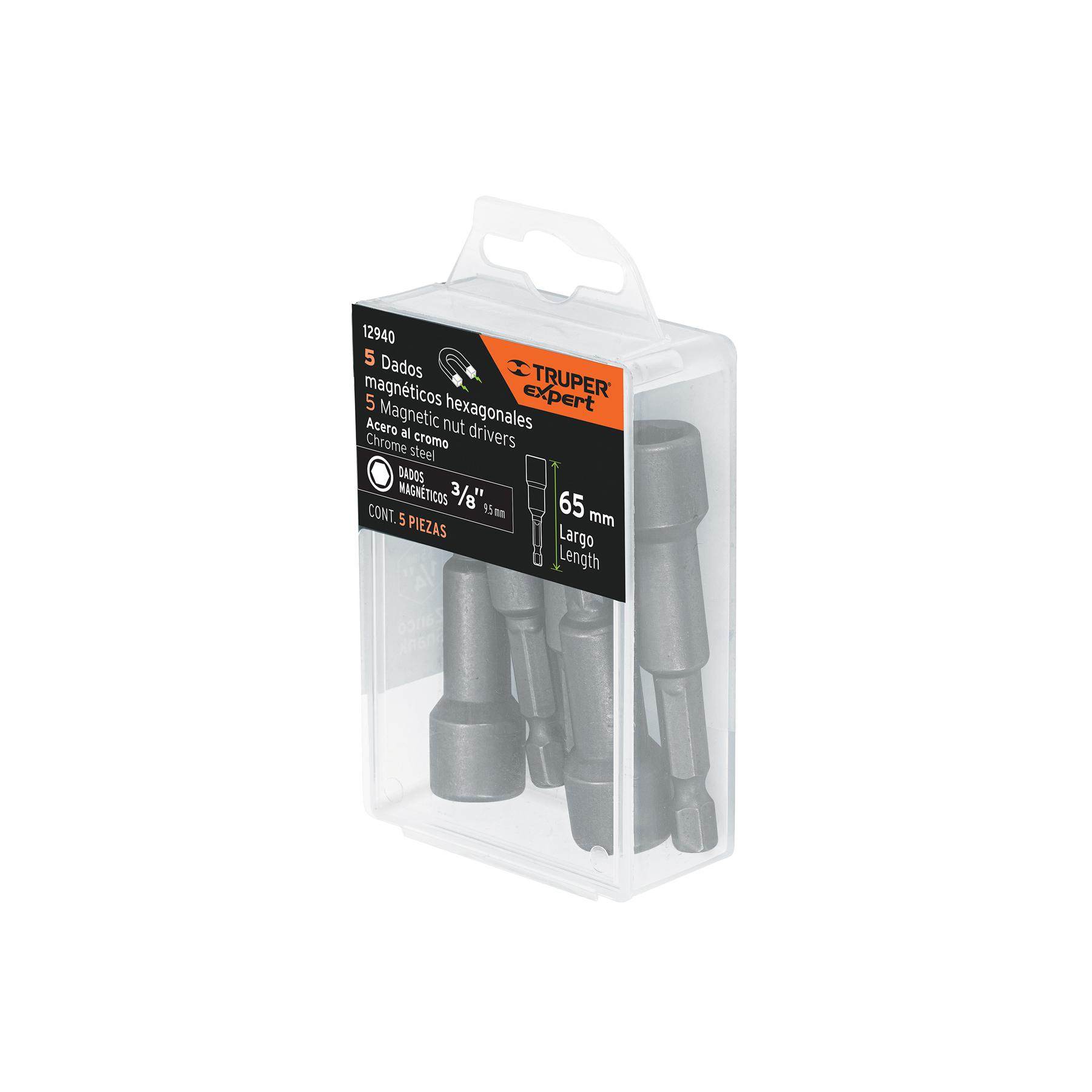 "ESTUCHE CON 5 DADOS MAGNÉTICOS DE 3/8"" LARGO 2-1/2"", EXPERT"