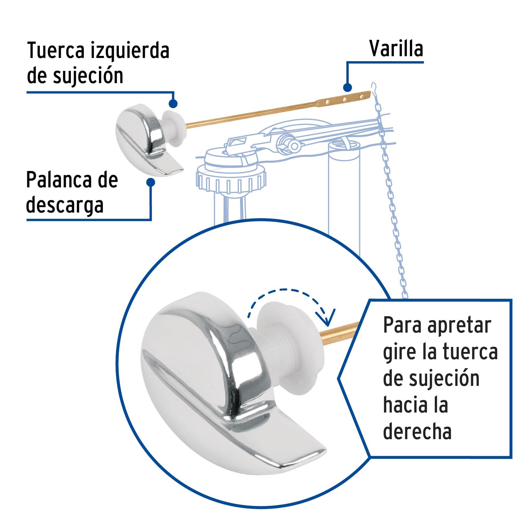 PALANCA LATERAL CROMADA PARA WC, FOSET