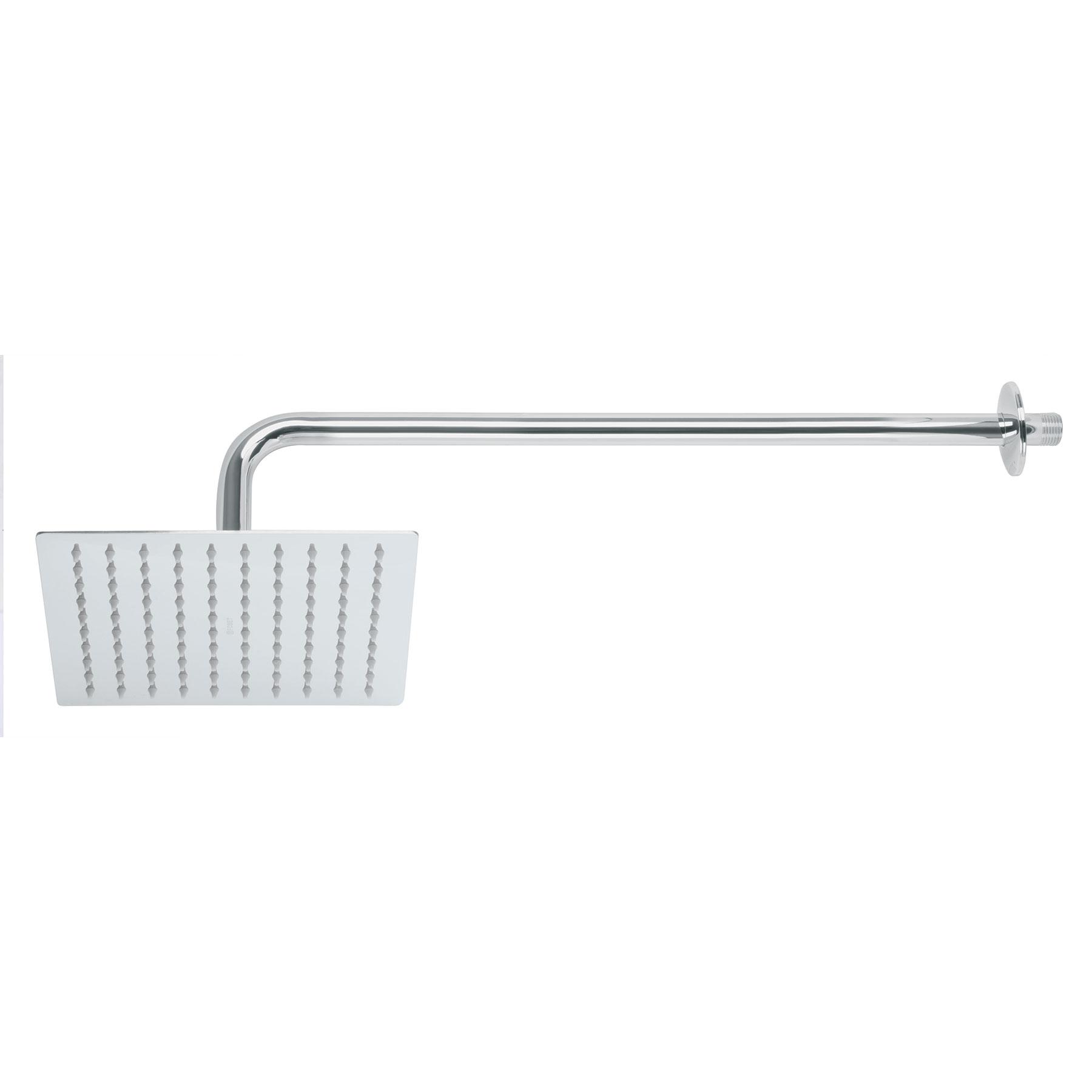 REGADERA CROMO 8' PLATO CUADRADO DELGADO CON BRAZO, RIVIERA