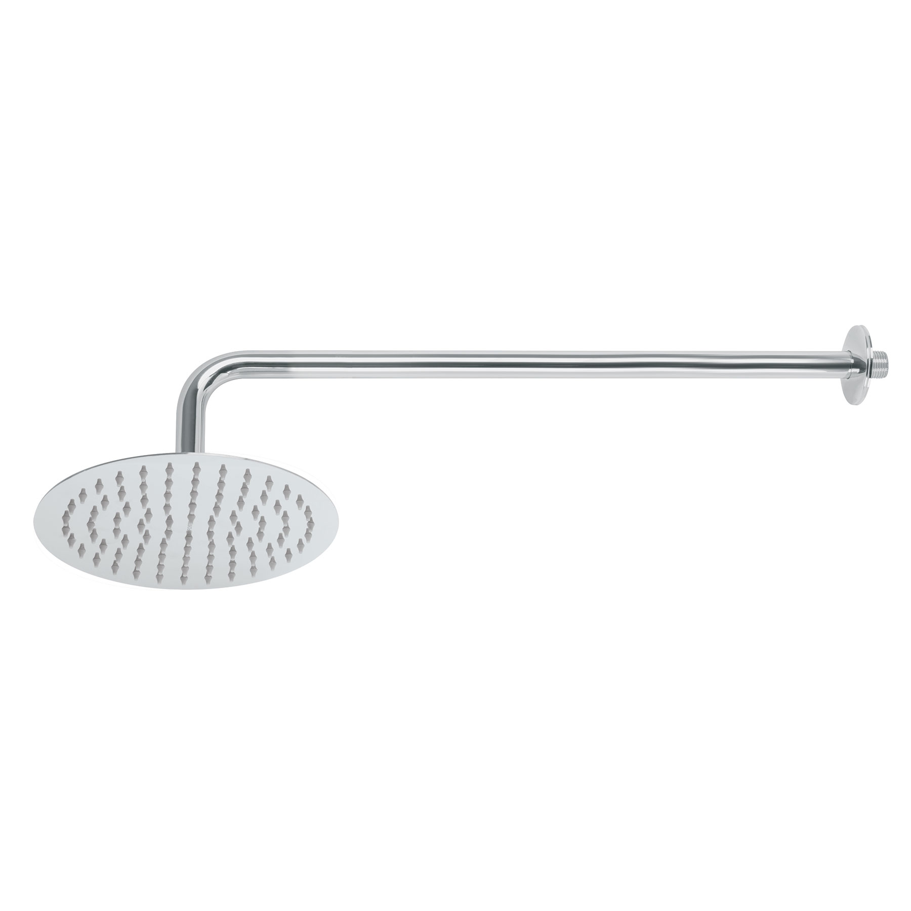 REGADERA CROMO 8' PLATO REDONDO DELGADO CON BRAZO, RIVIERA