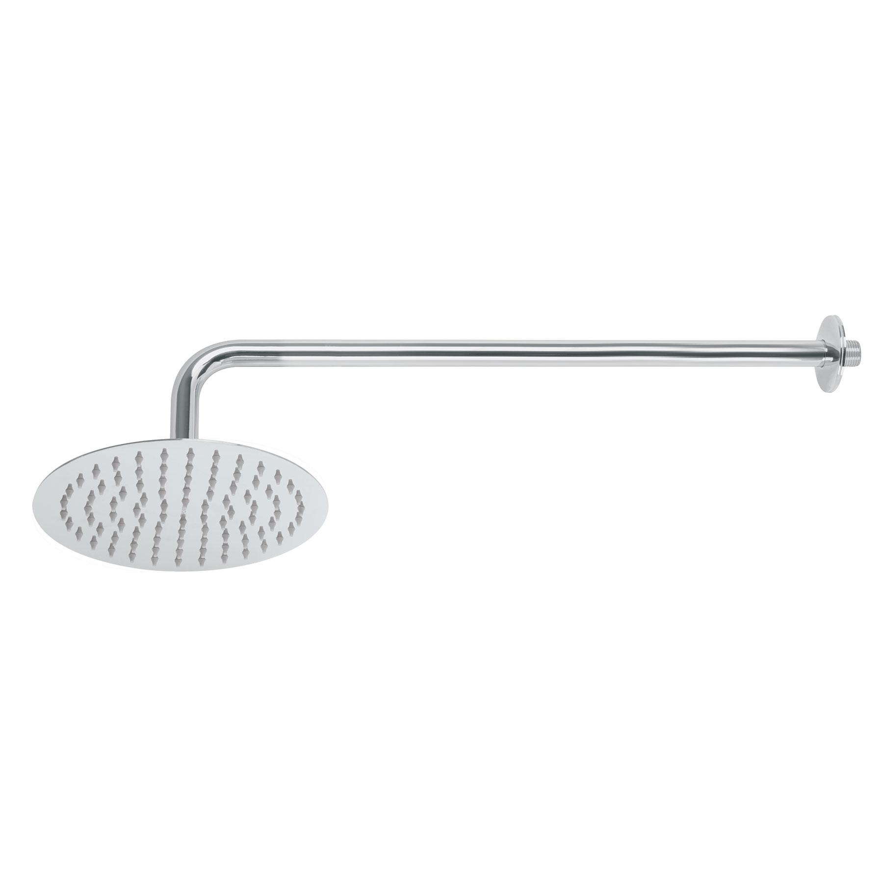 REGADERA CROMO 8' PLATO REDONDO DELGADO CON BRAZO, RIVIERA