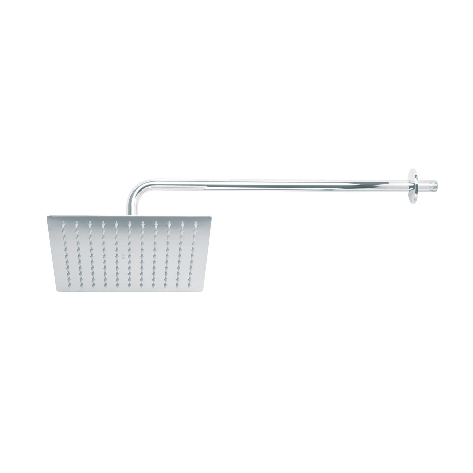 REGADERA CROMO 10' PLATO CUADRADO DELGADO CON BRAZO, RIVIERA