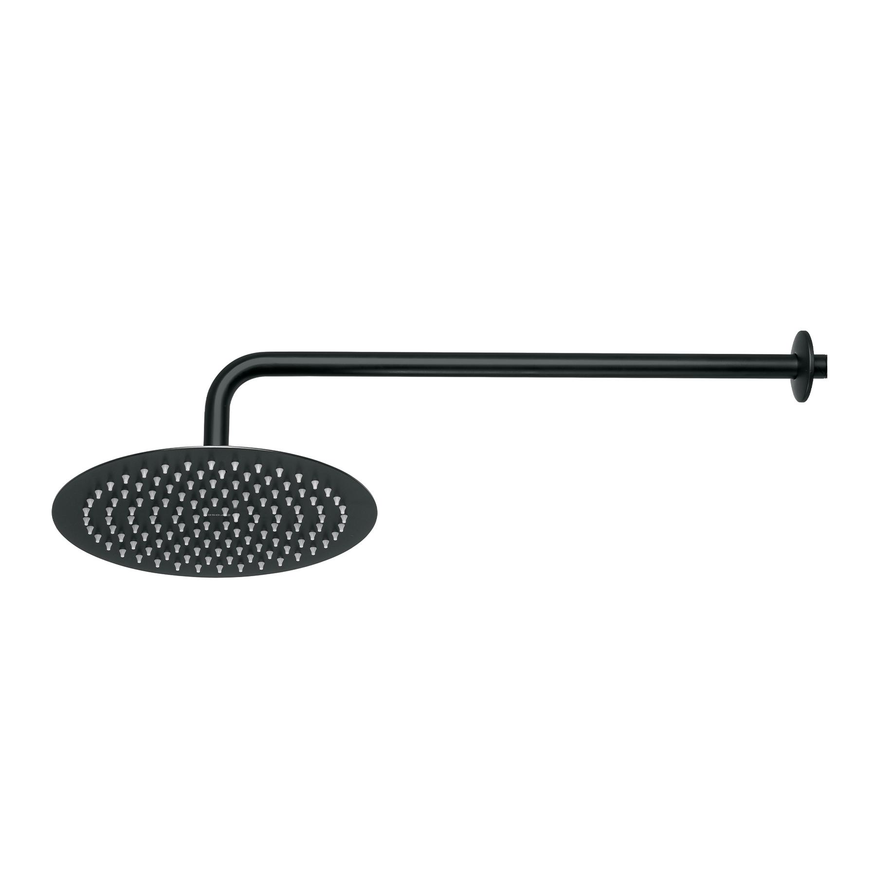 "REGADERA DE ACERO INOXIDABLE PLATO REDONDO 10"" CON BRAZO, NEGRO"