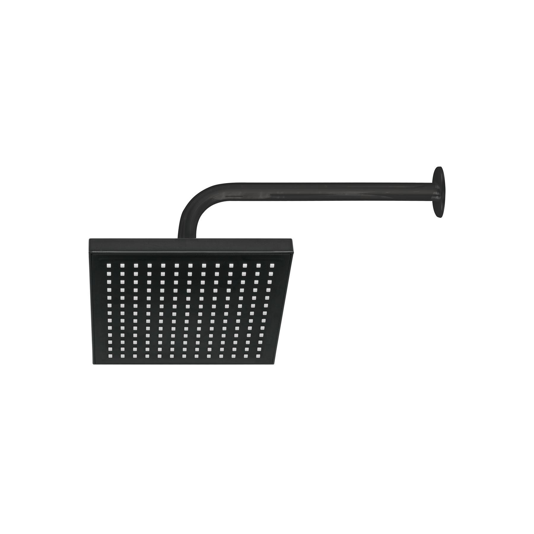 REGADERA CUADRADA ABS 8' ACABADO NEGRO MATE CON BRAZO, FOSET