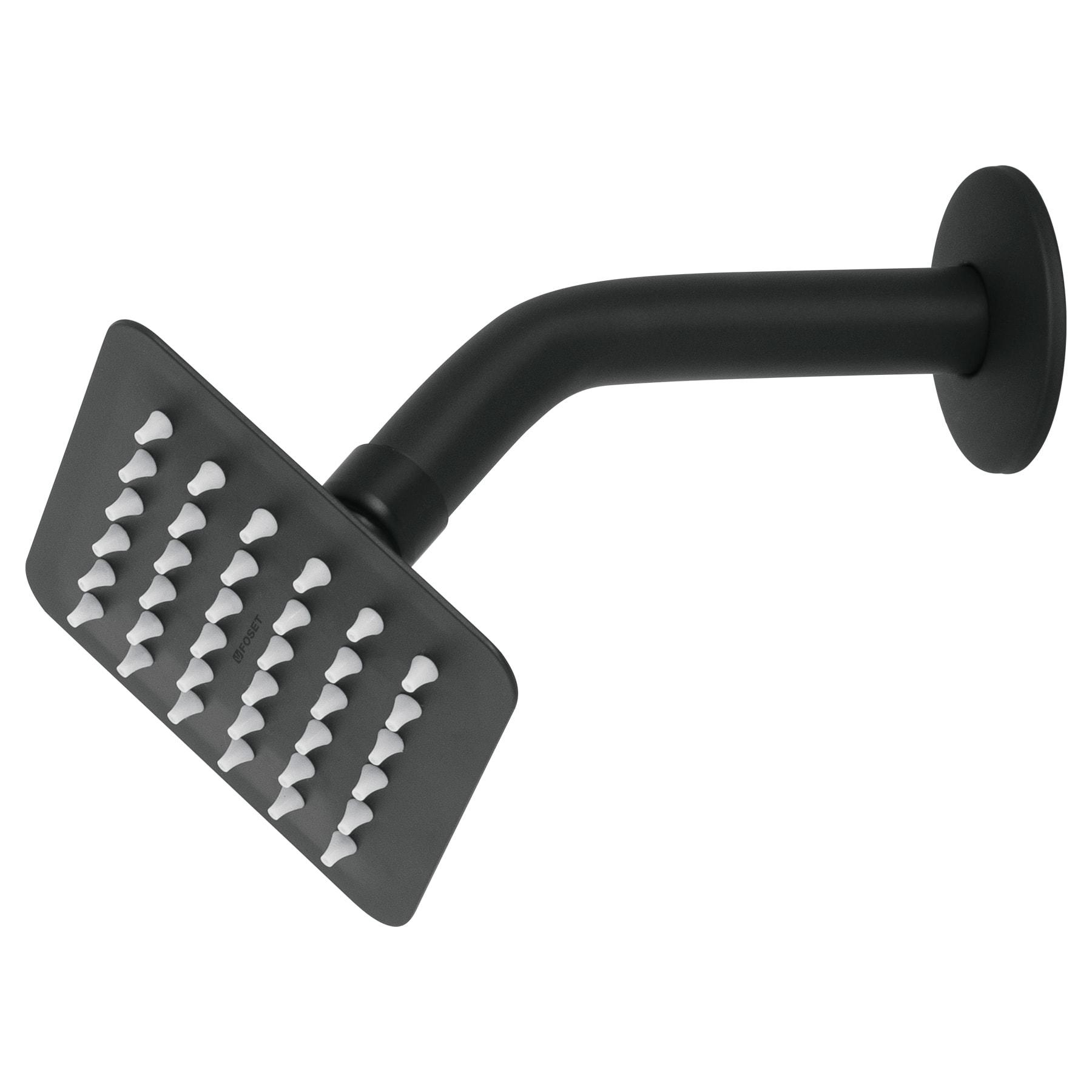 "REGADERA CUADRADA 4"", ACERO INOX, CON BRAZO, NEGRO, TÚBIG"