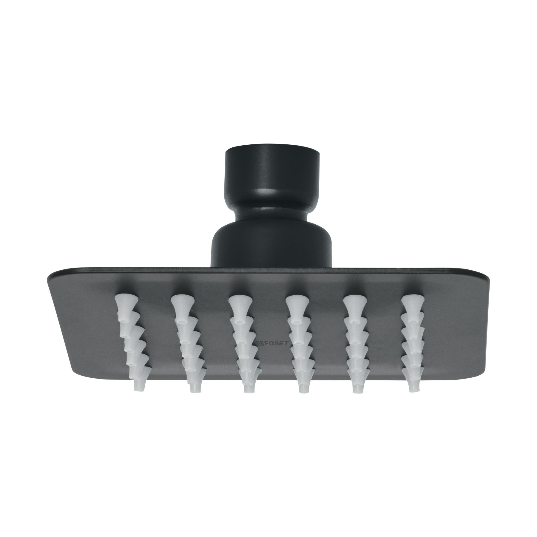 "REGADERA CUADRADA 4"", ACERO INOX, SIN BRAZO, NEGRO, TUBIG"