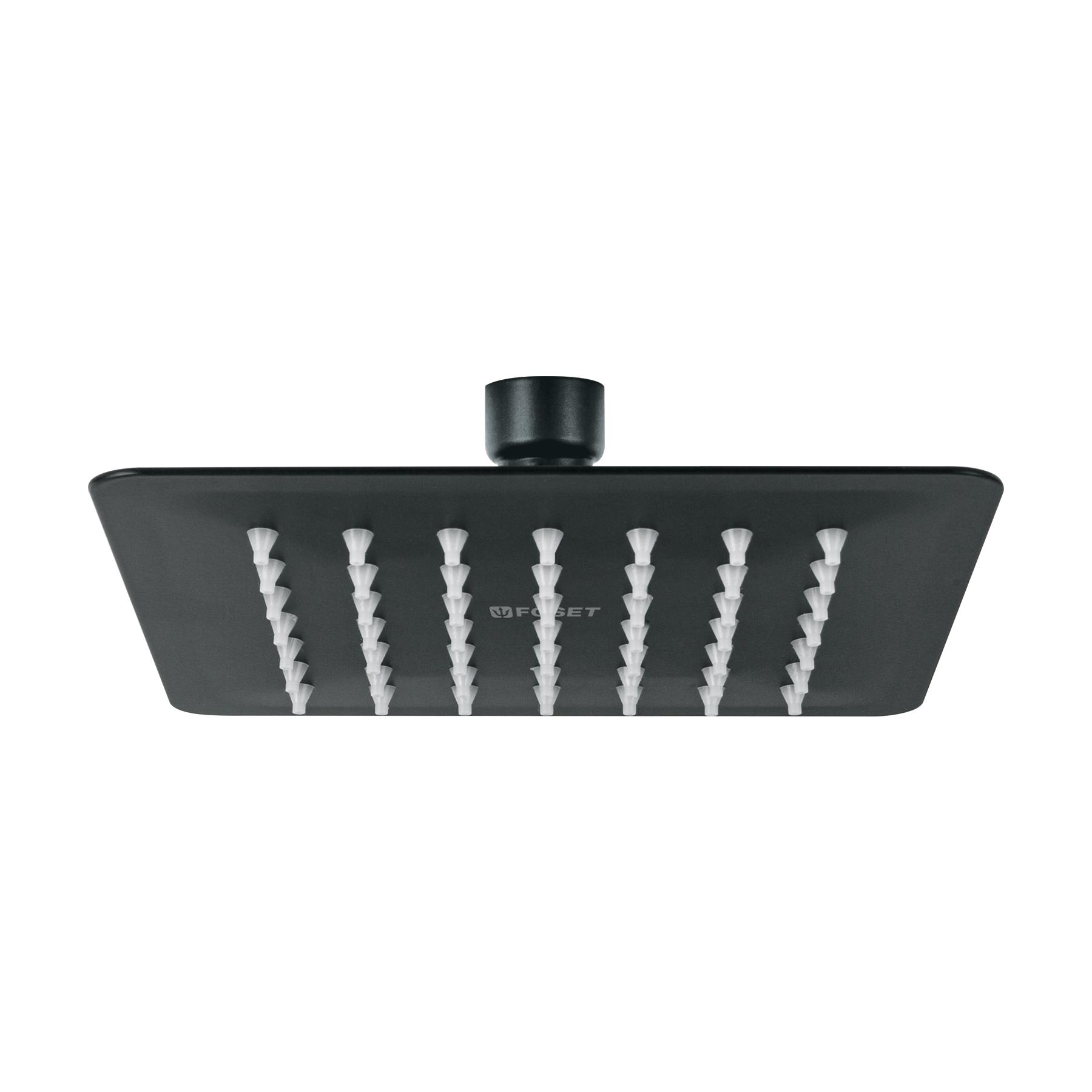 "REGADERA CUADRADA 6"", ACERO INOX, SIN BRAZO, NEGRO, TÚBIG"