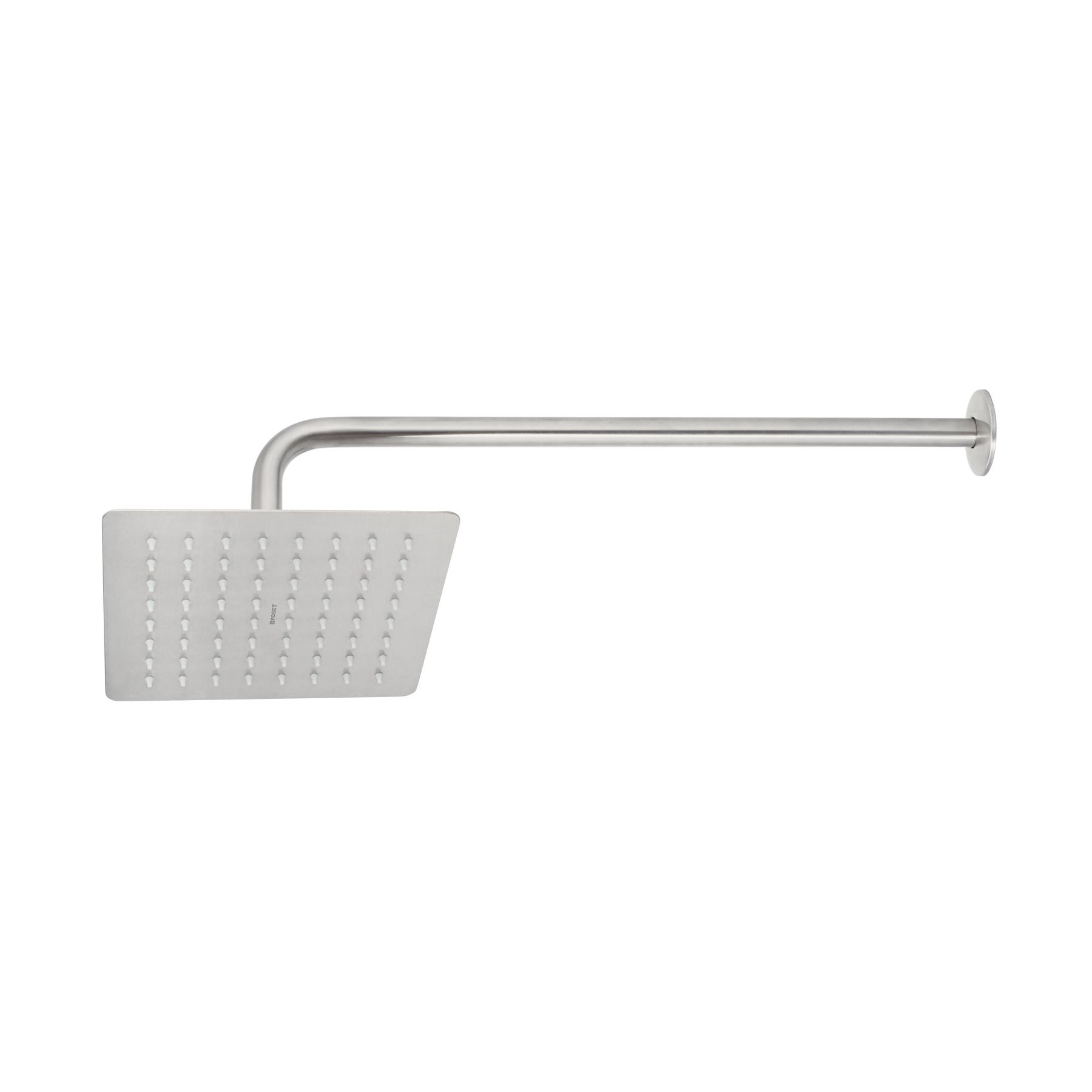 "REGADERA CUADRADA 8"", ACERO INOX, CON BRAZO, SATÍN, TÚBIG"