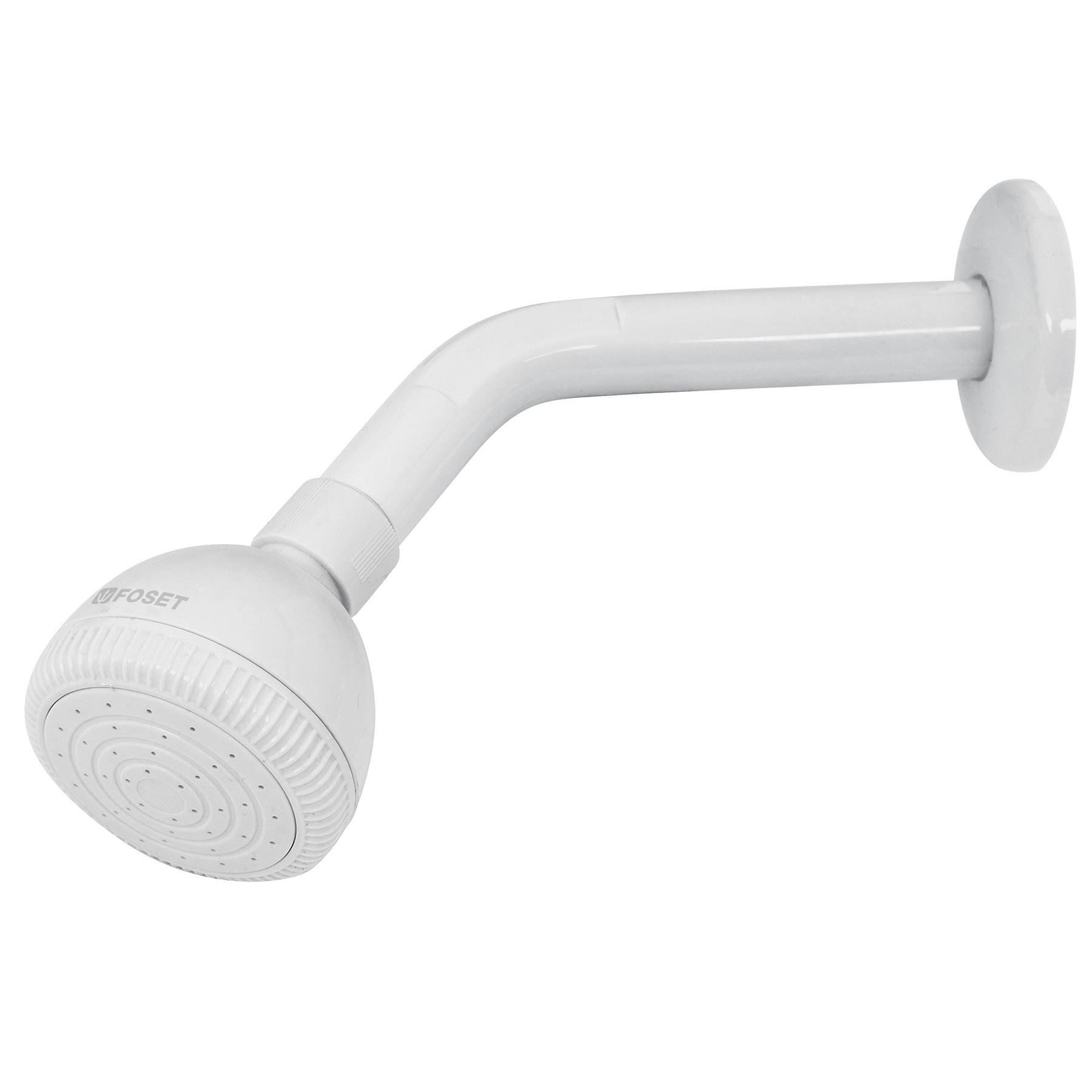 REGADERA PLÁSTICA REDONDA 2-1/2' BLANCA, FOSET BASIC