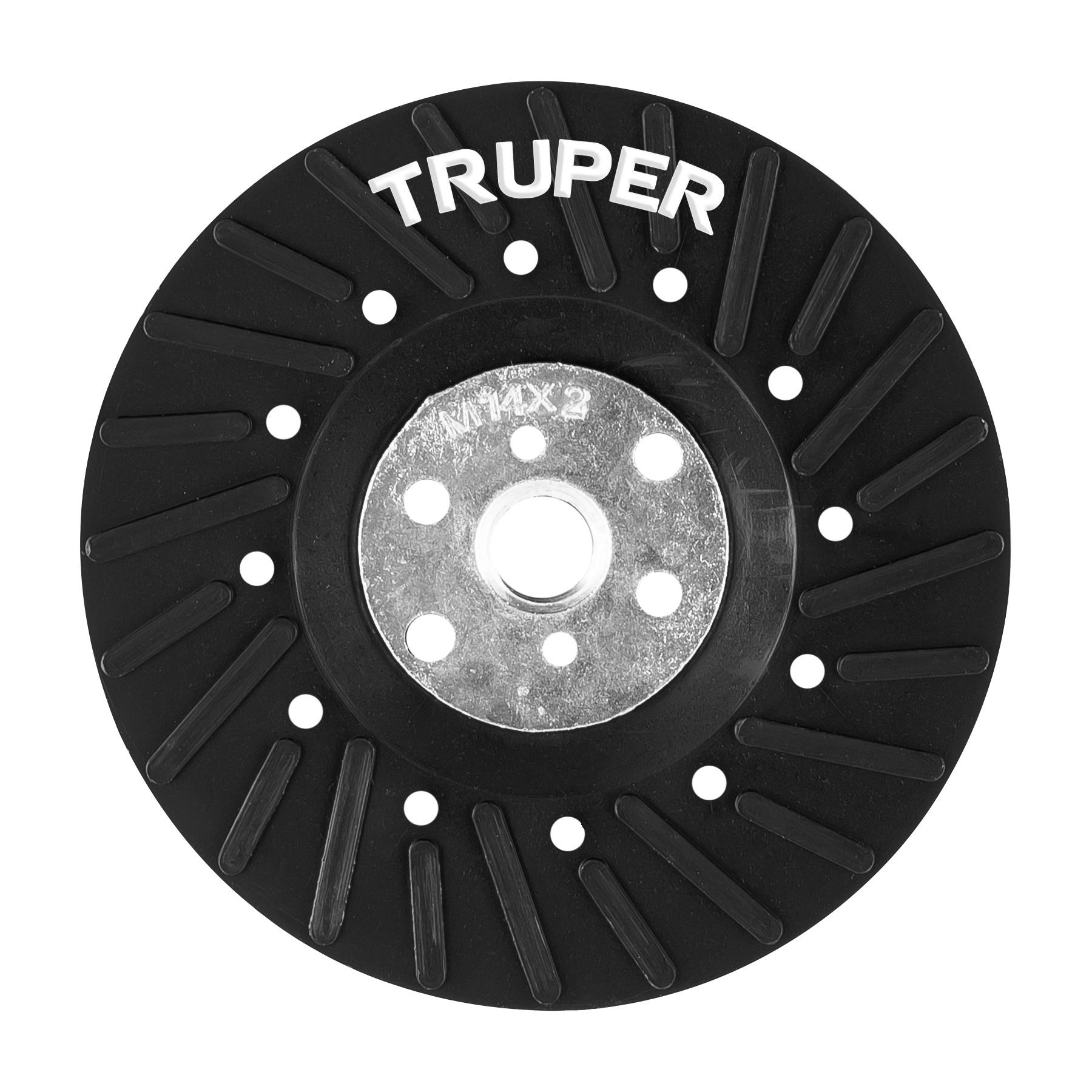 "RESPALDO PARA DISCOS DE LIJA 4-1/2"", EJE M14, TRUPER"