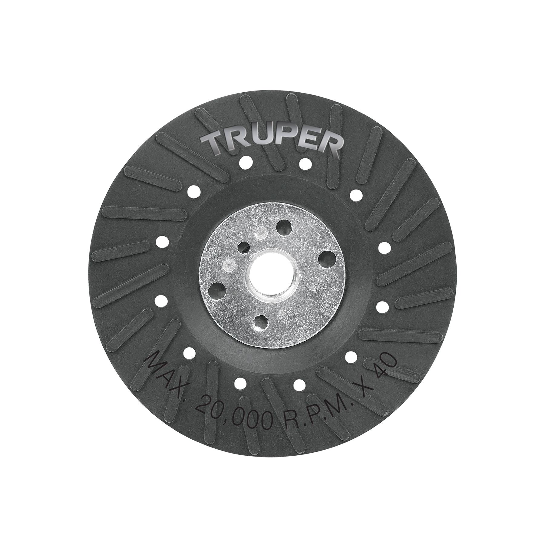 "RESPALDO PARA DISCOS DE LIJA 4-1/2"", EJE 5/8, TRUPER"