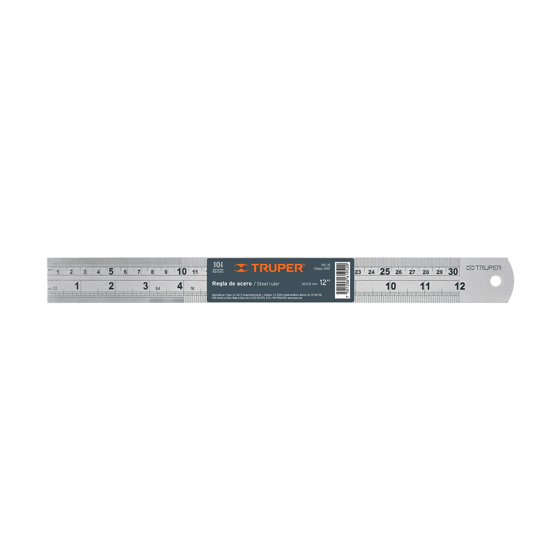 REGLA 30 CM DE ACERO INOXIDABLE, TRUPER