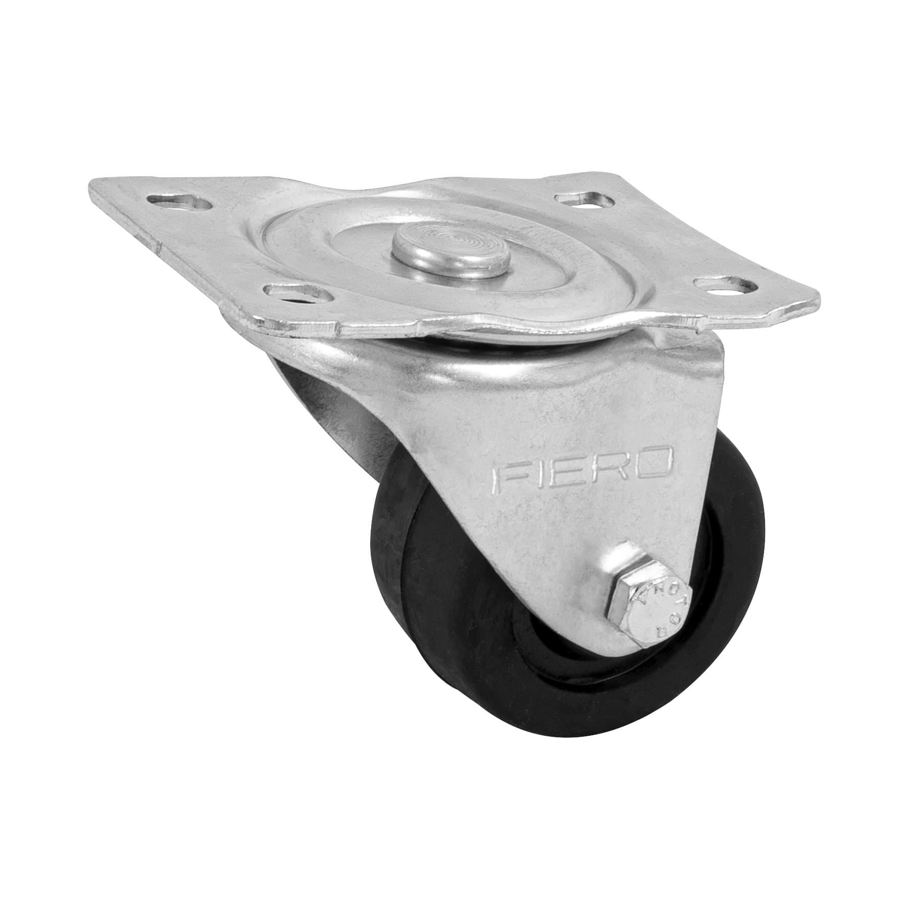 "RODAJA HULE 2-1/2"" PLACA GIRATORIA C/BUJE, CARGA 50KG, FIERO"
