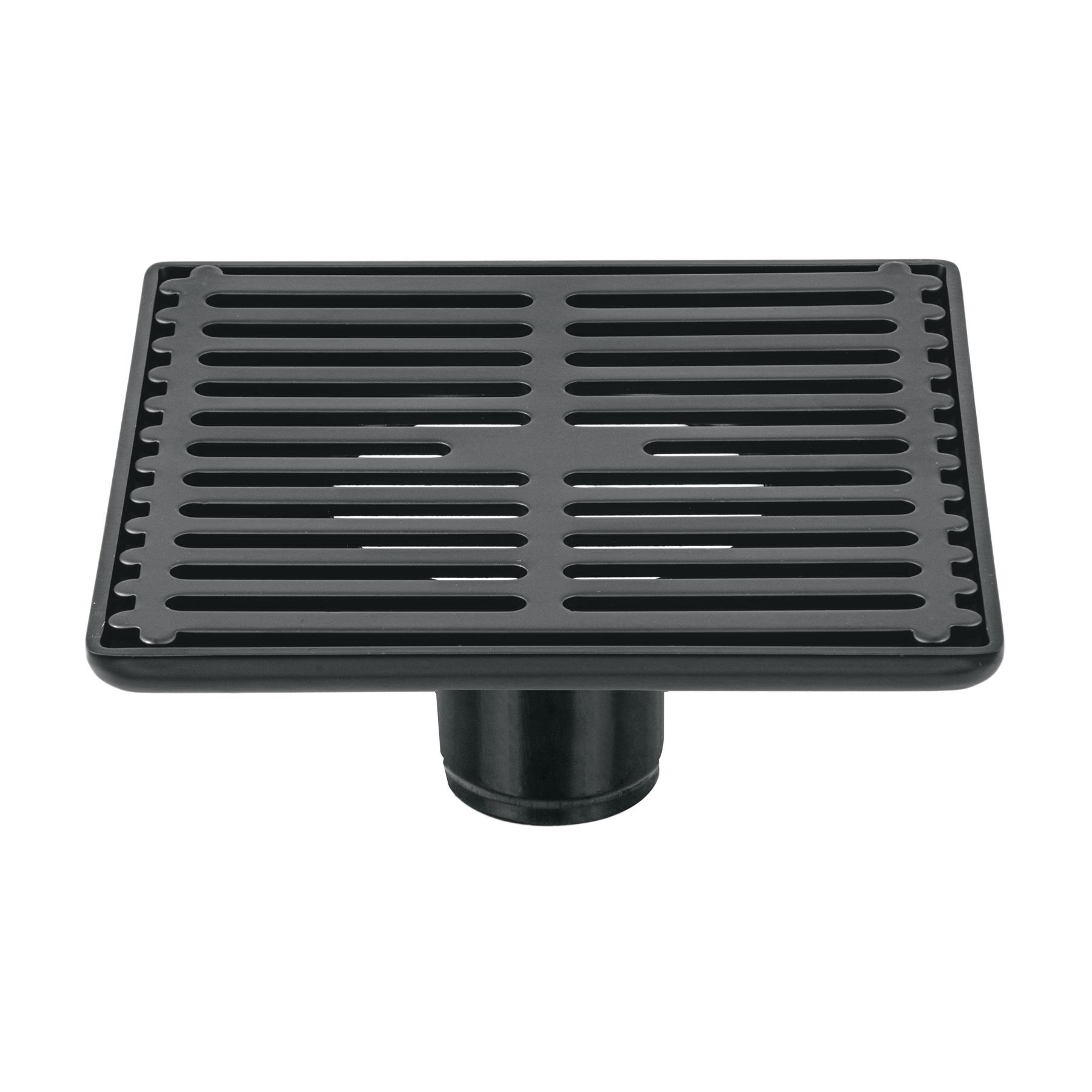 "RESUMIDERO CUADRADO DE ACERO INOXIDABLE 6""X6"", NEGRO"