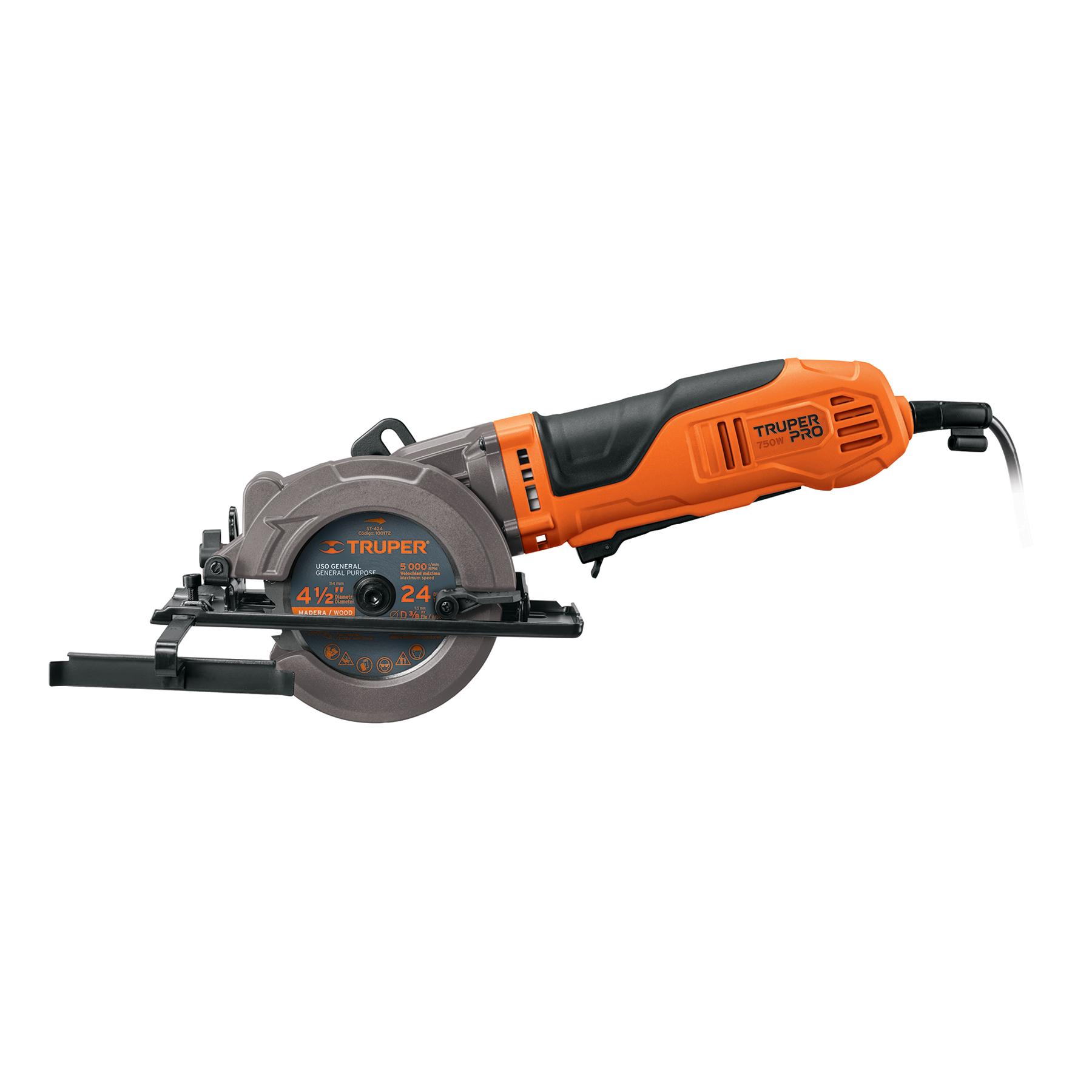 "SIERRA CIRCULAR COMPACTA 4-1/2"", 750W, TRUPER PRO"
