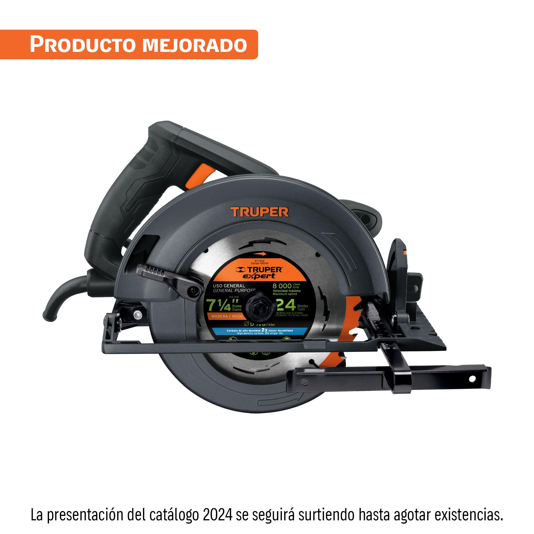 "SIERRA CIRCULAR 7-1/4"", 1800W, TRUPER INDUSTRIAL"