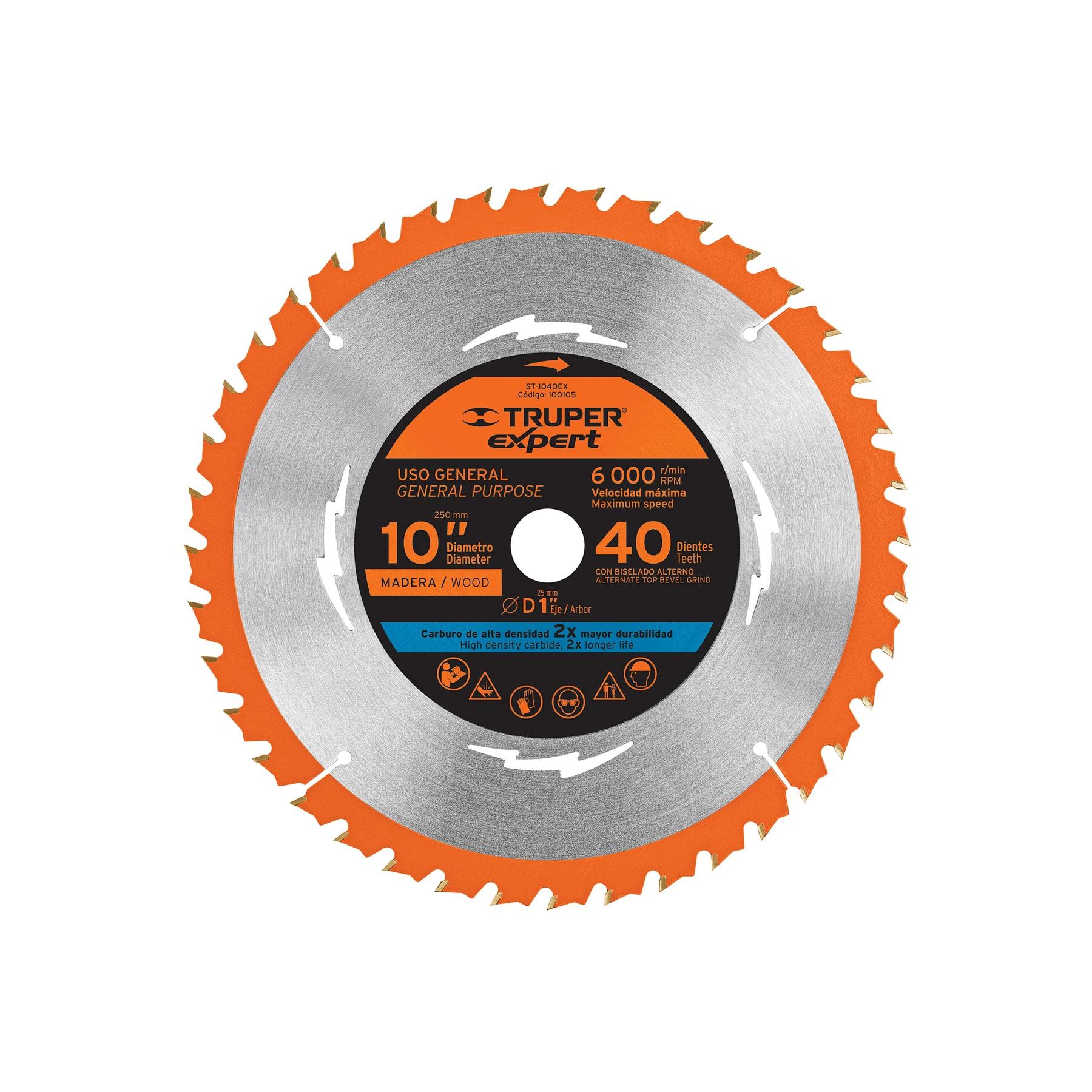 "DISCO SIERRA 10"" PARA MADERA, 40 DIENTES CENTRO 1"", EXPERT"