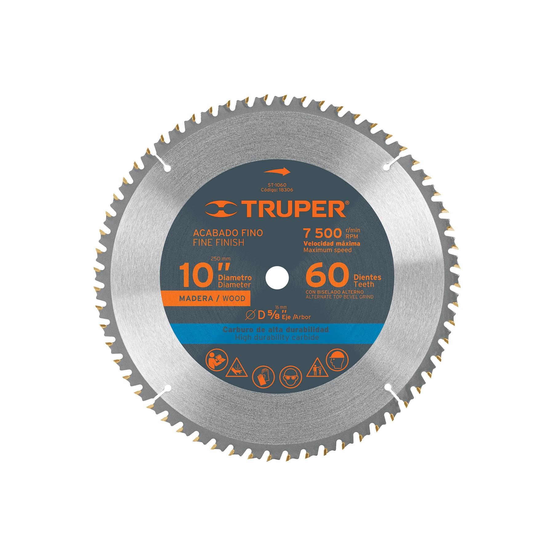 "DISCO SIERRA 10"" PARA MADERA, 60 DIENTES CENTRO 5/8"", TRUPER"