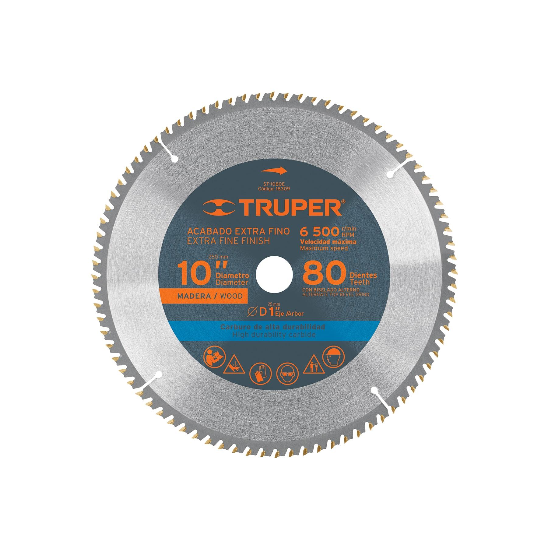 "DISCO SIERRA 10"" PARA MADERA, 80 DIENTES CENTRO 1"", TRUPER"