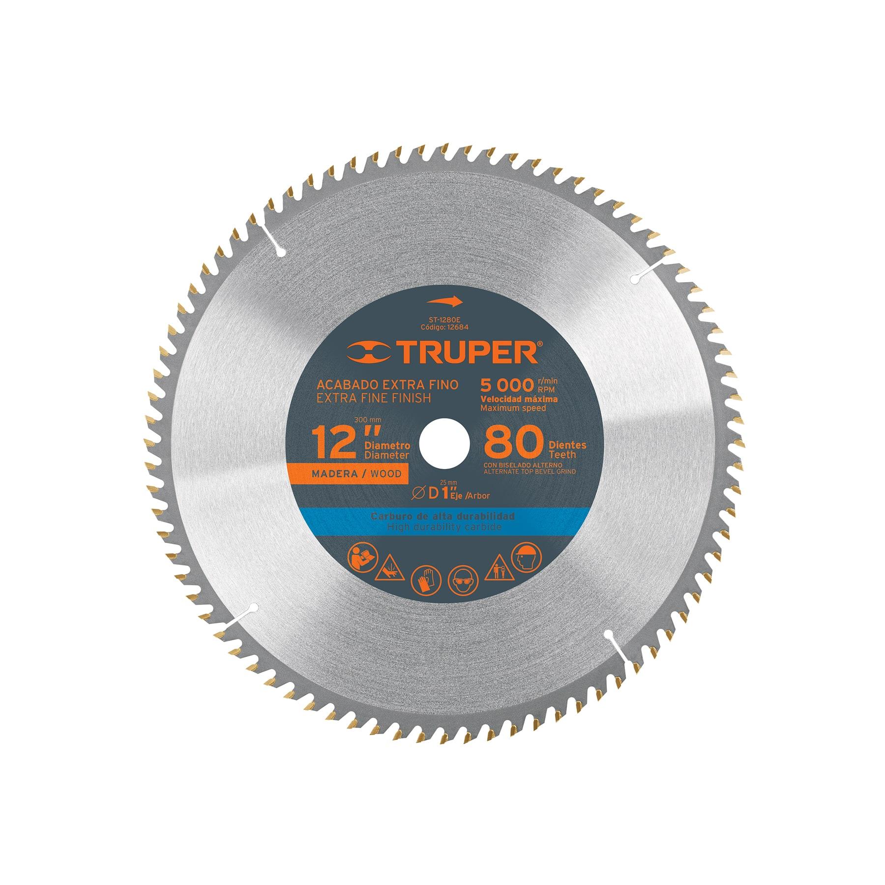 "DISCO SIERRA 12"" PARA MADERA, 80 DIENTES CENTRO 1"", TRUPER"