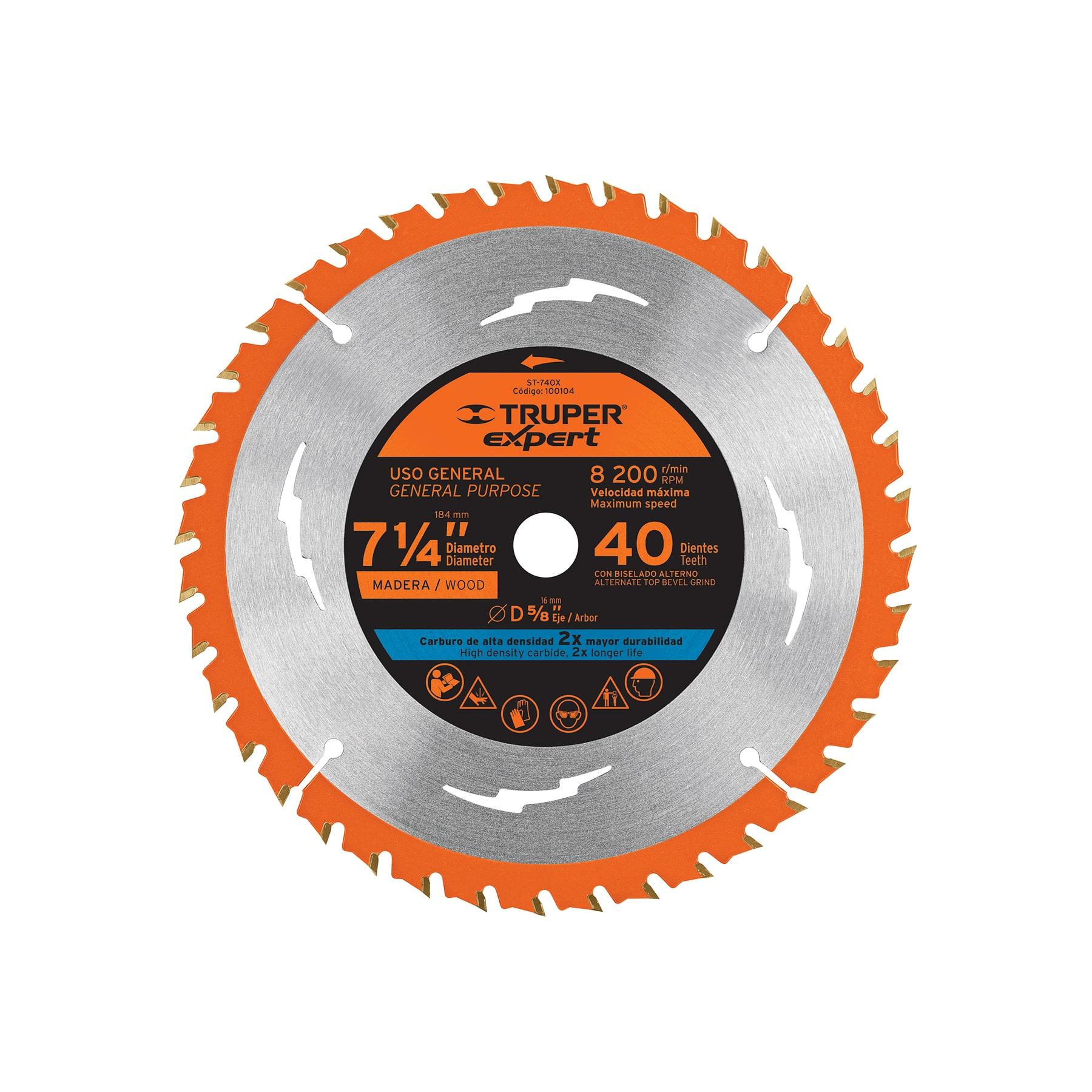 "DISCO SIERRA 7-1/4"" P/MADERA, 40 DIENTES CENTRO 5/8"", EXPERT"