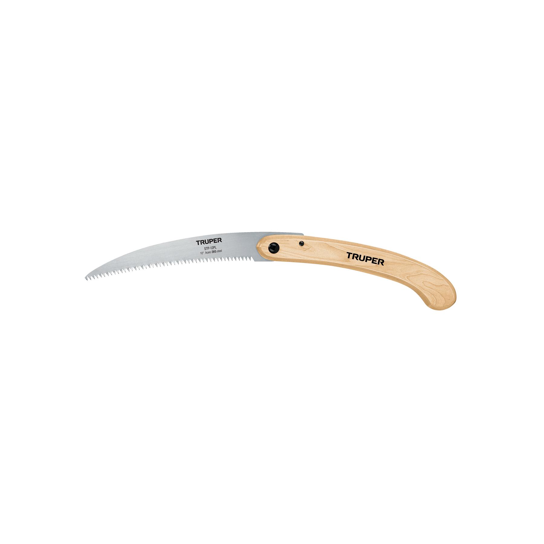 "SERRUCHO PLEGABLE 10"" HOJA CURVA 6 DPP, MANGO MADERA, TRUPER"