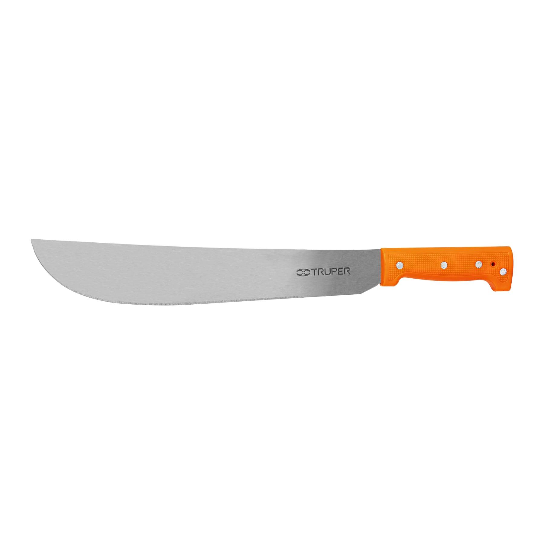 "MACHETE ESTÁNDAR 14"" CACHA NARANJA REMACHADA, TRUPER"