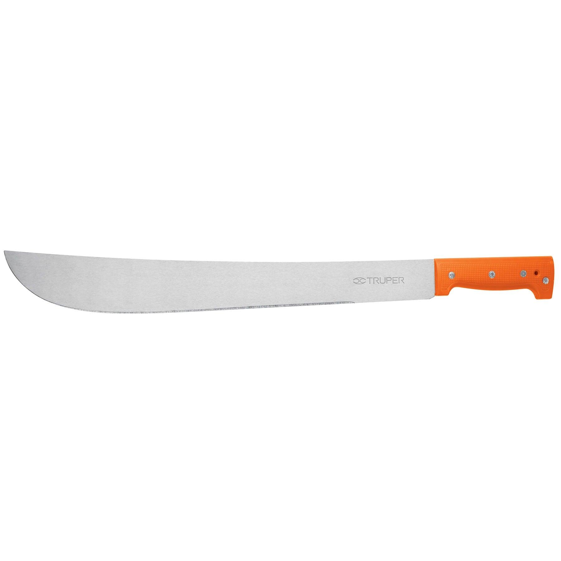 "MACHETE ESTÁNDAR 18"" CACHA NARANJA REMACHADA, EN BOLSA"