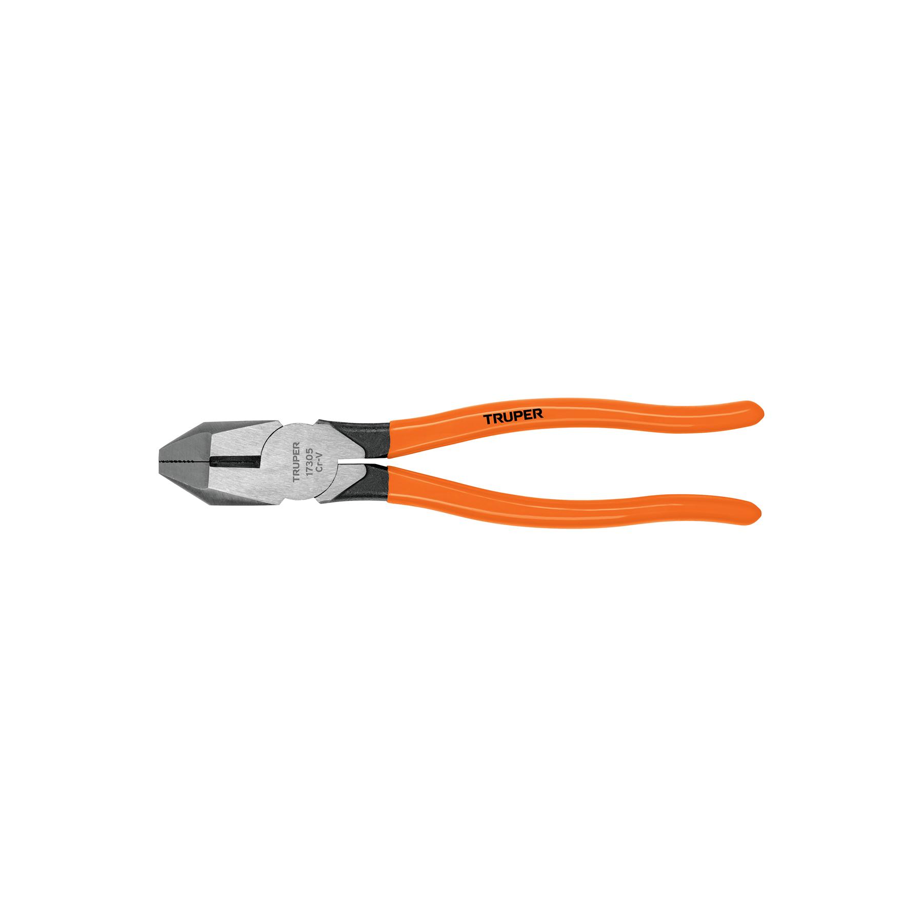 "PINZA PARA ELECTRICISTA 9"" USO RUDO, MANGO PVC, TRUPER"