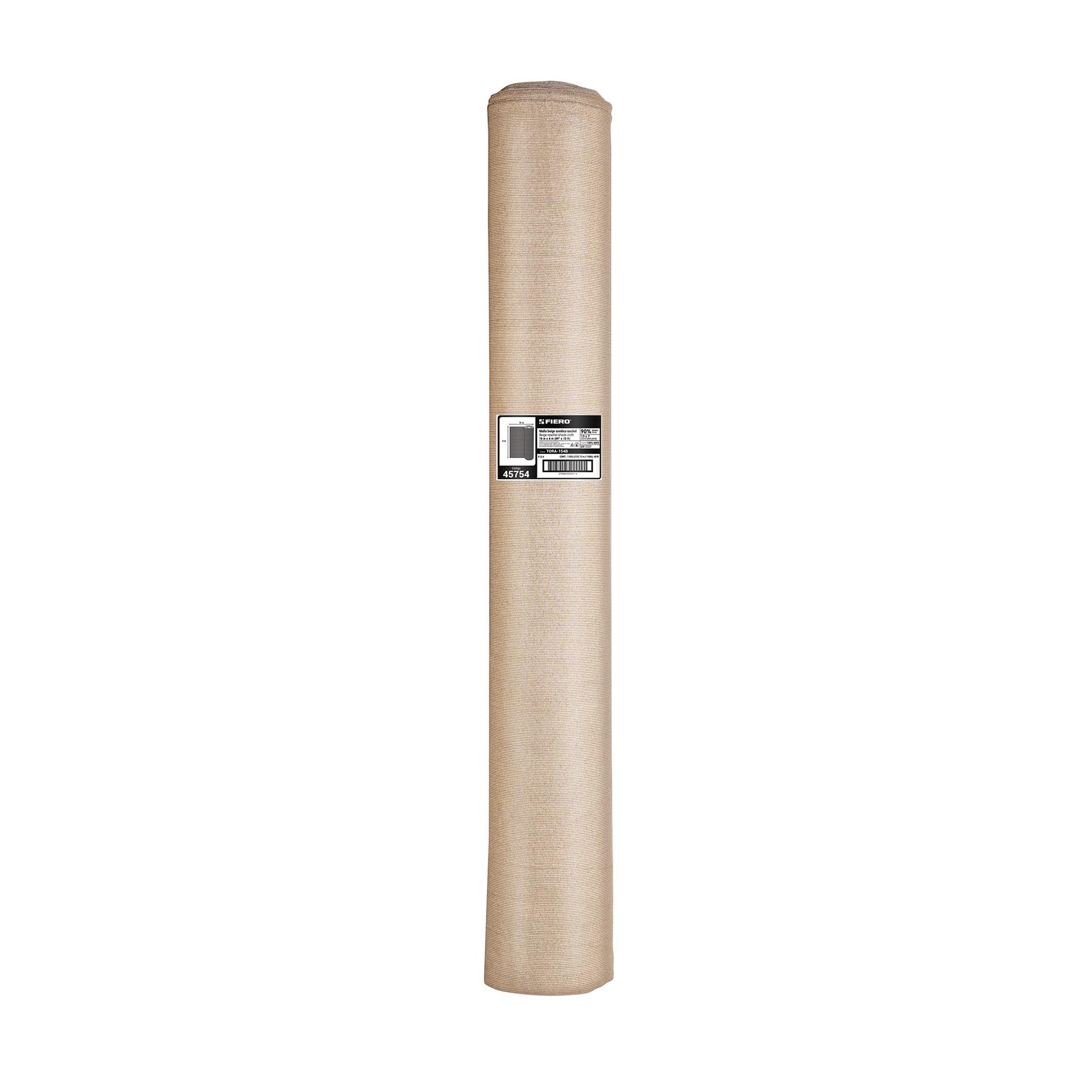 ROLLO DE MALLA SOMBRA RASCHEL 90% DE 15M X 4M, BEIGE, FIERO