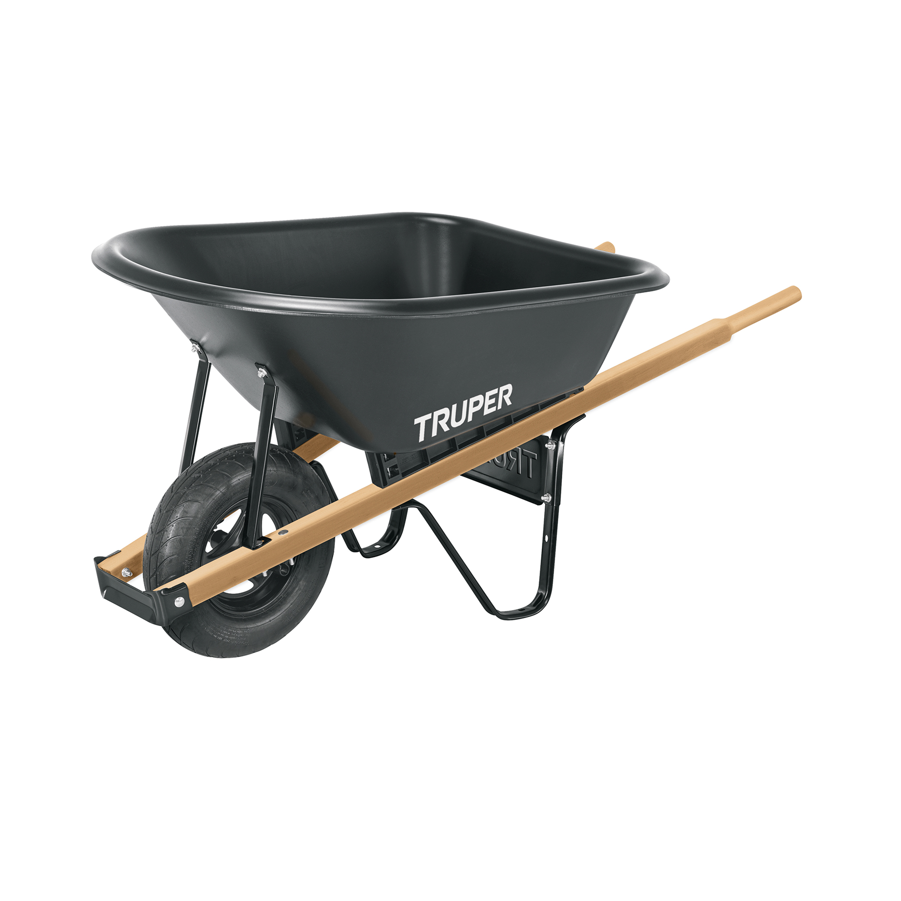 CARRETILLA CONCHA PLÁSTICA 6 FT3 NEUMÁTICA B/MADERA, TRUPER